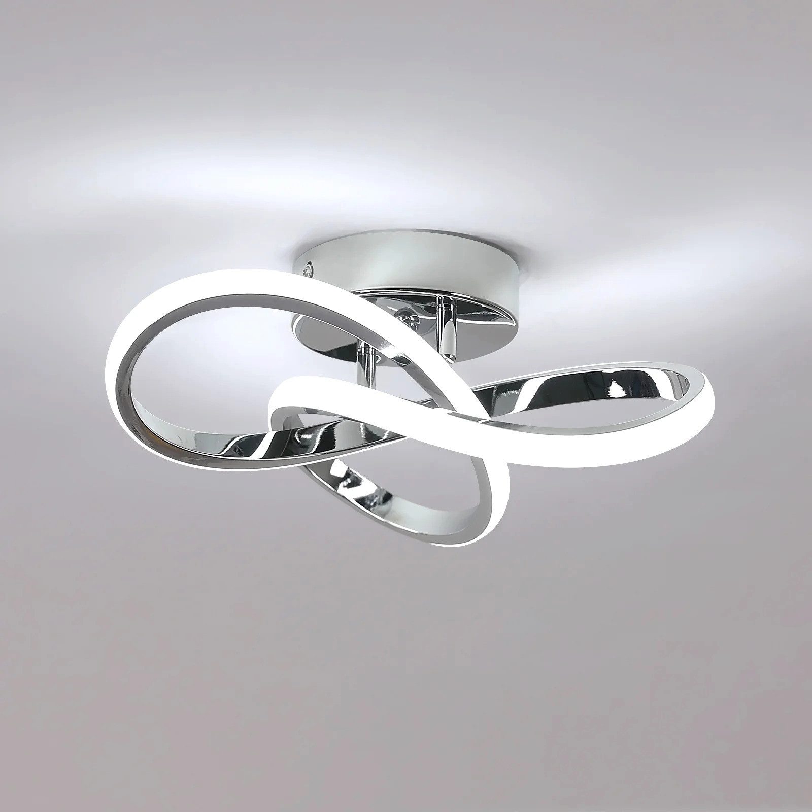Riserva LED Deckenleuchte LED Deckenleuchte Chrom 30W 6500K Deckenlampe modern, LED wechselbar