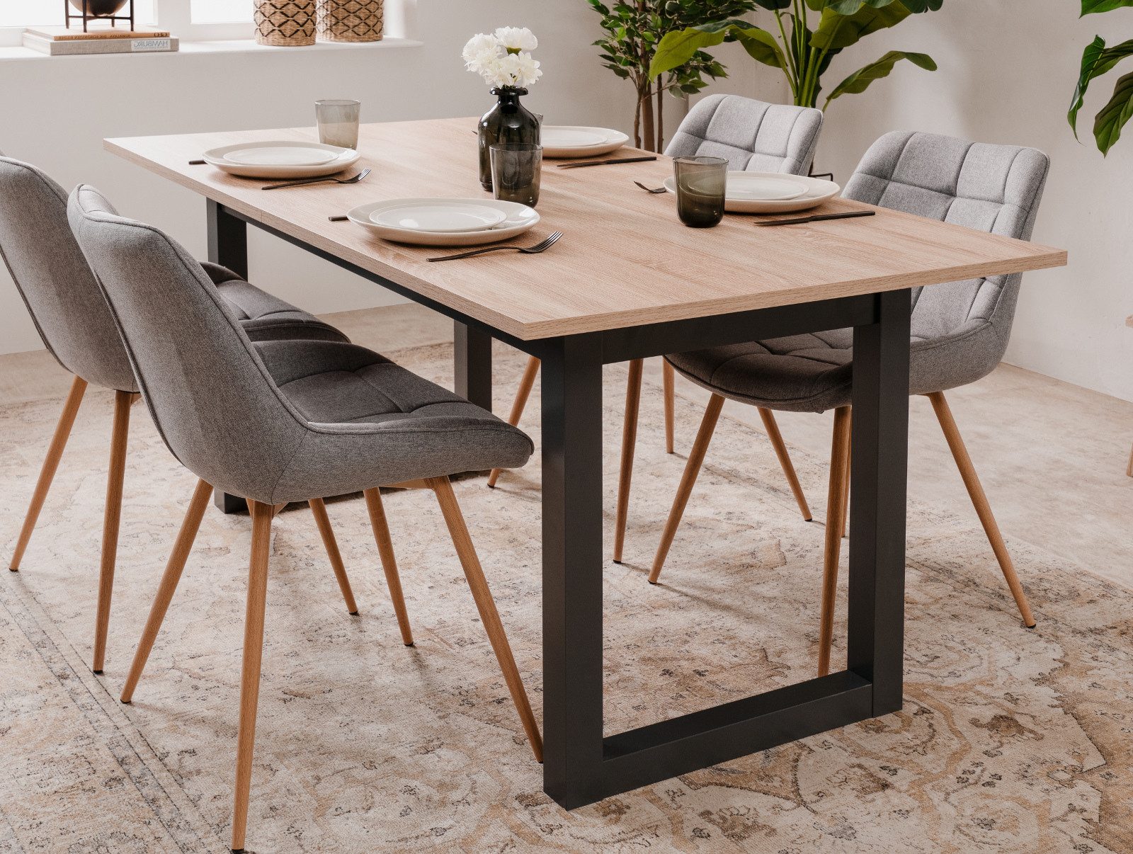 Furn.Design Esstisch Malta (Küchentisch in Eiche Sonoma und Anthrazit, ausz günstig online kaufen