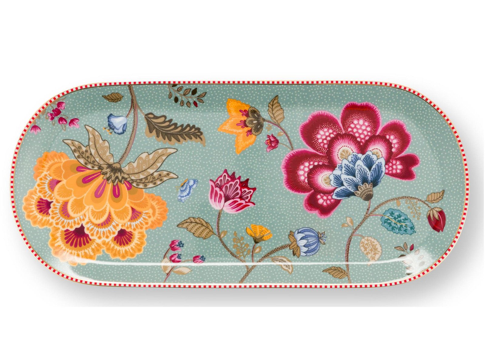 PiP Studio Tortenplatte Blooming Tales Fantasy Blue Kuchenplatte 33,3x15,5cm, Porzellan, (Platten)