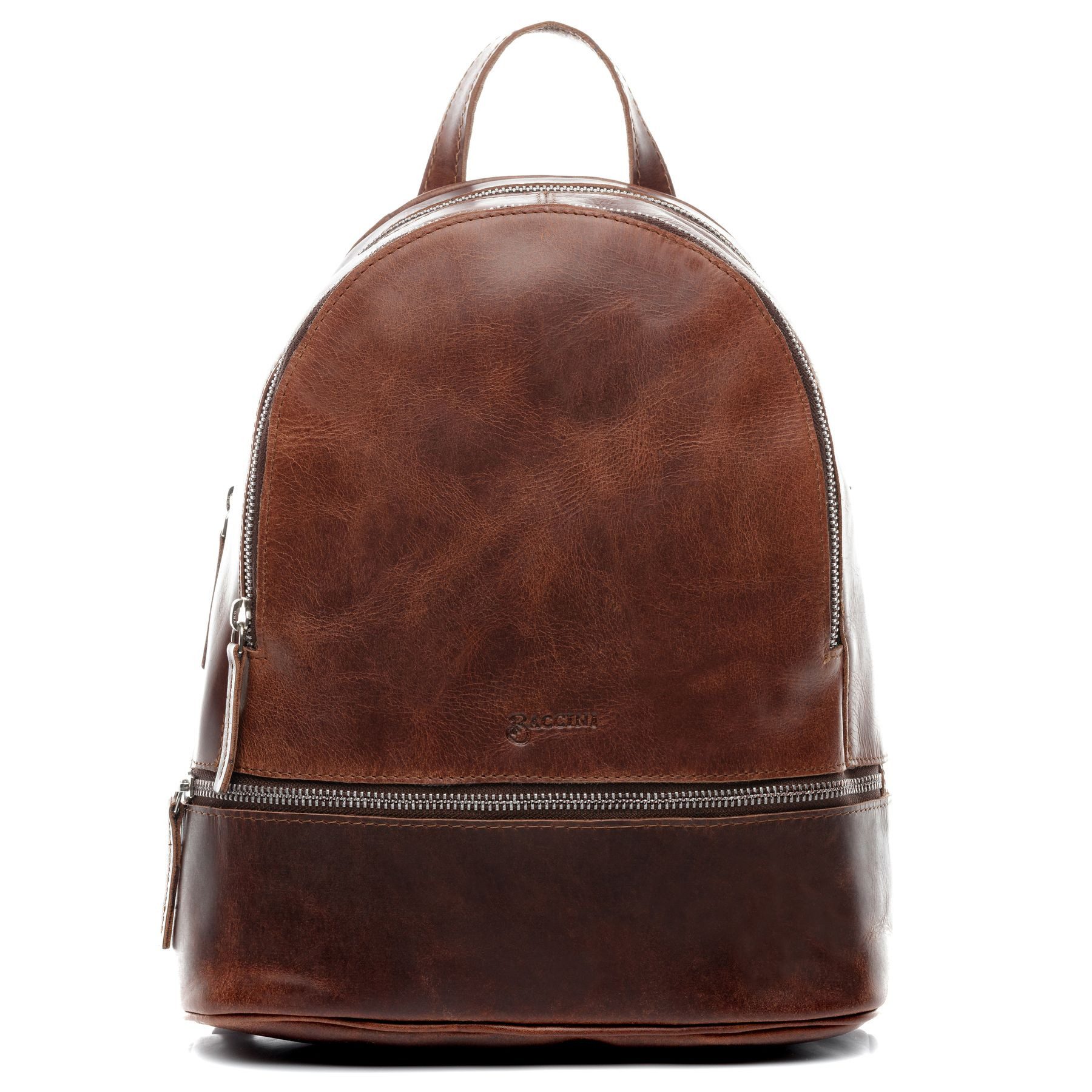 BACCINI Rucksack echt Leder Rucksack groß Ledertasche braun DINA, Cityrucksack Echtleder, Daypack, Leder-Rucksack Damen Braun-cognac