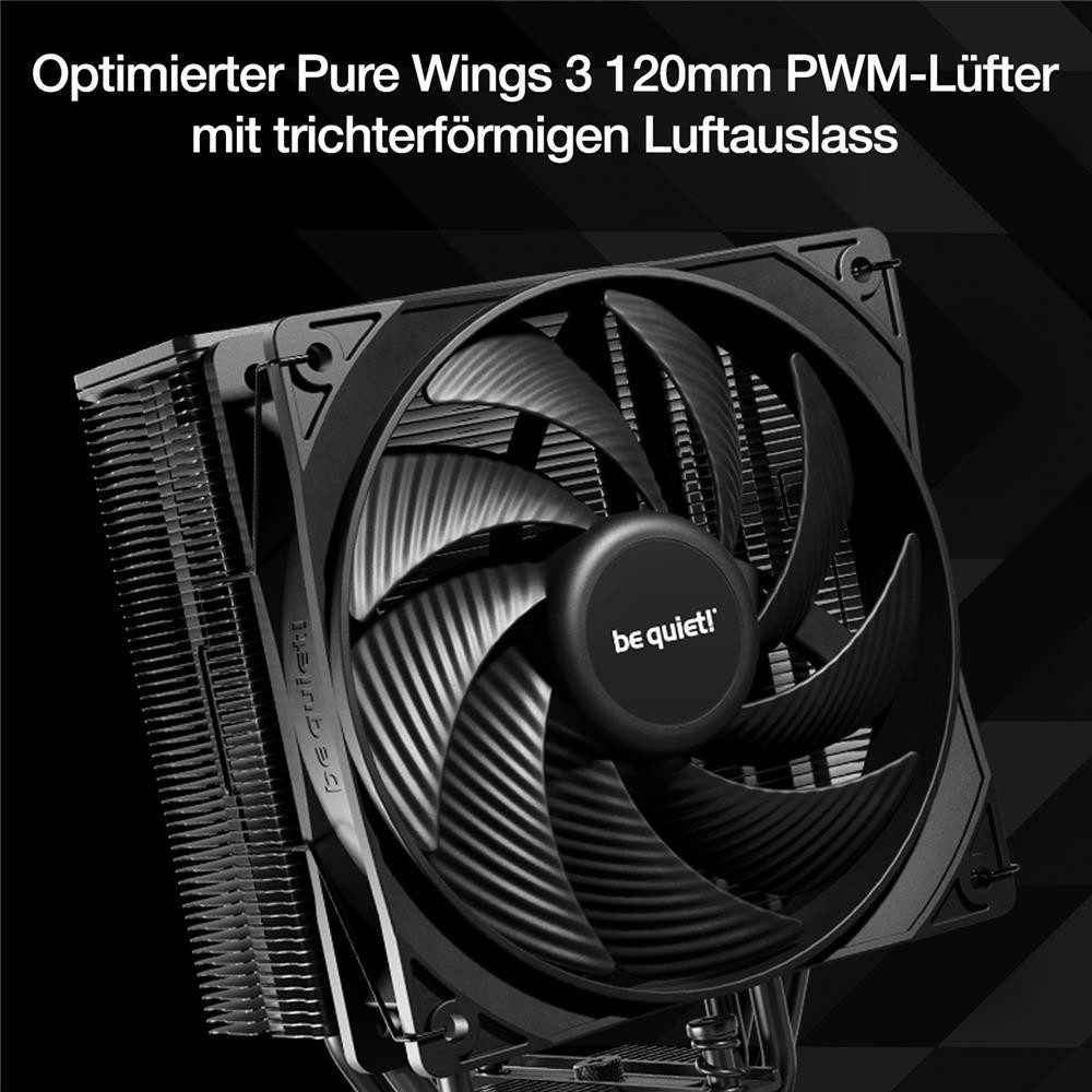 be quiet! CPU Kühler Pure Rock 3 Black, sehr hohe Kühlleistung, 4 Hochleistungs-Heatpipes – Bild 4 von 5