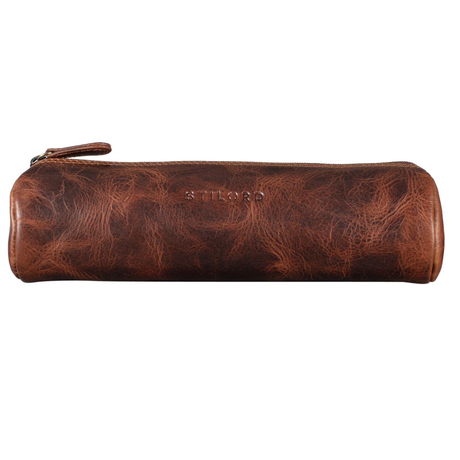 STILORD Etui "Miller" Federmappe Leder Rund