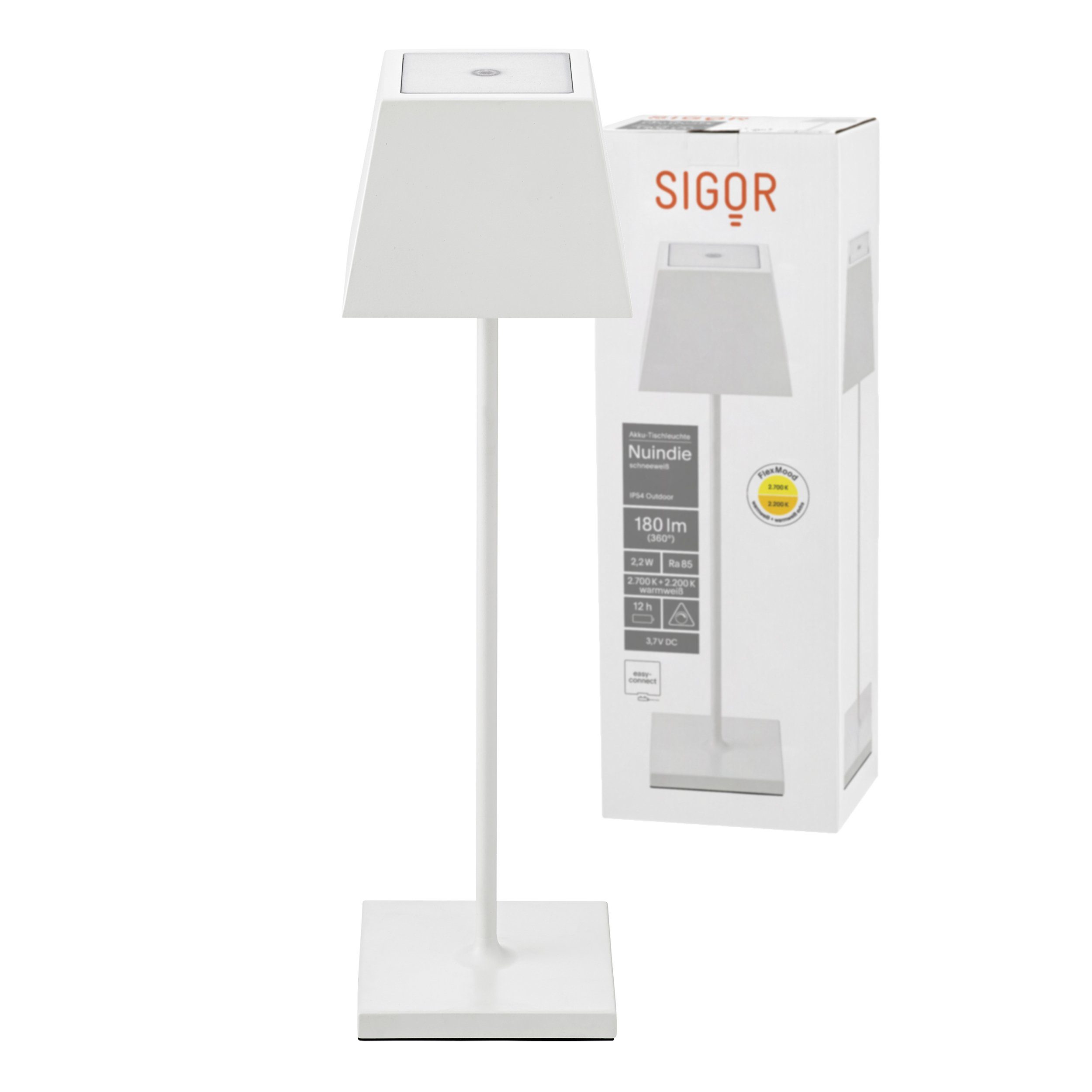 SIGOR LED 2700 Platine, 1 eckig, Dimmbar, Kelvin Schneeweiß LED NUINDIE Tischleuchte Tischleuchte