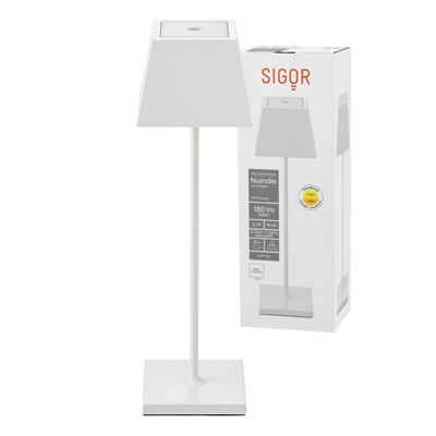 SIGOR LED Tischleuchte Tischleuchte NUINDIE Schneeweiß eckig, Dimmbar, 1 LED Platine, 2700 Kelvin