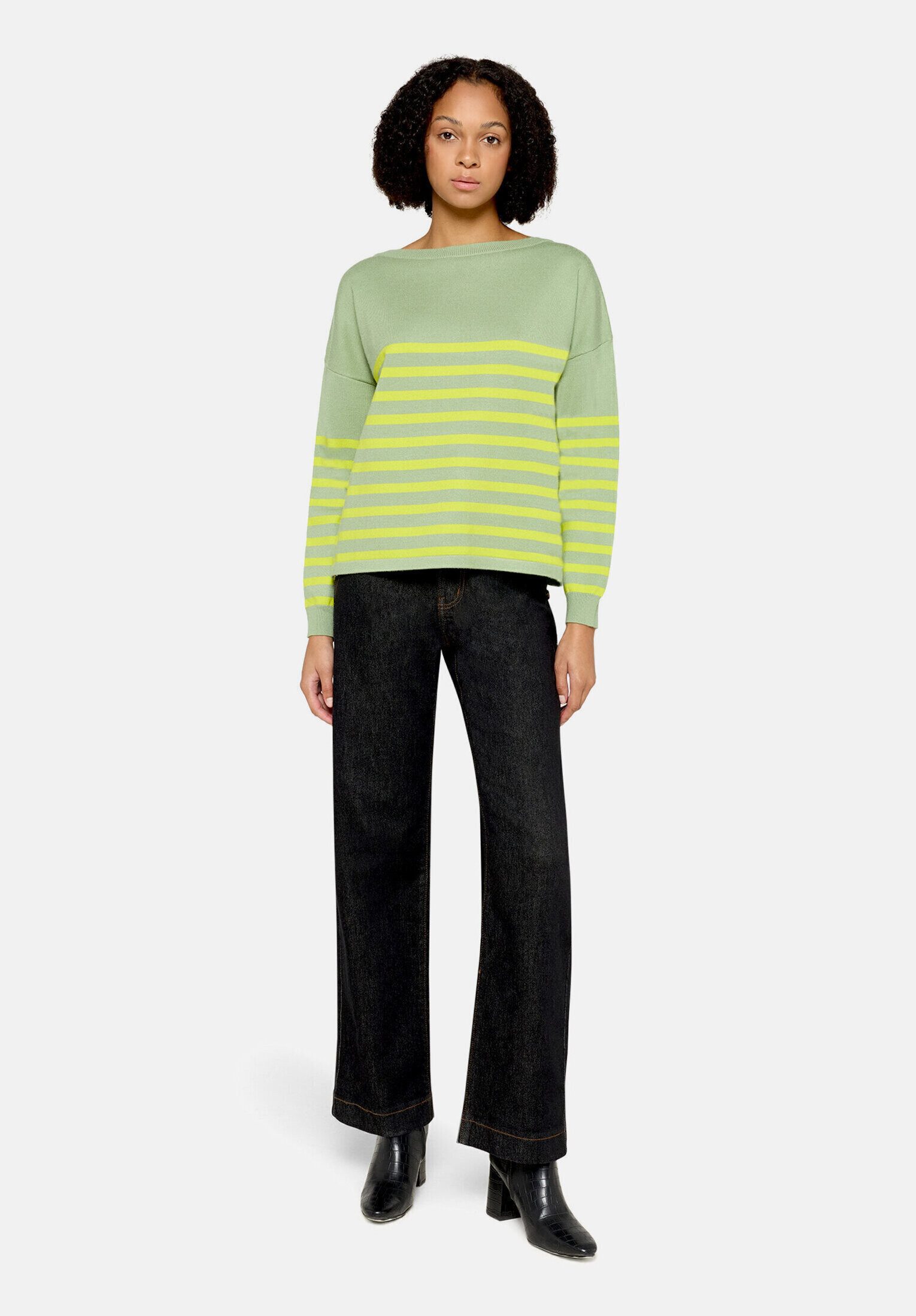Cartoon Strickpullover Damen mit U-Boot-Ausschnitt (1-tlg)
