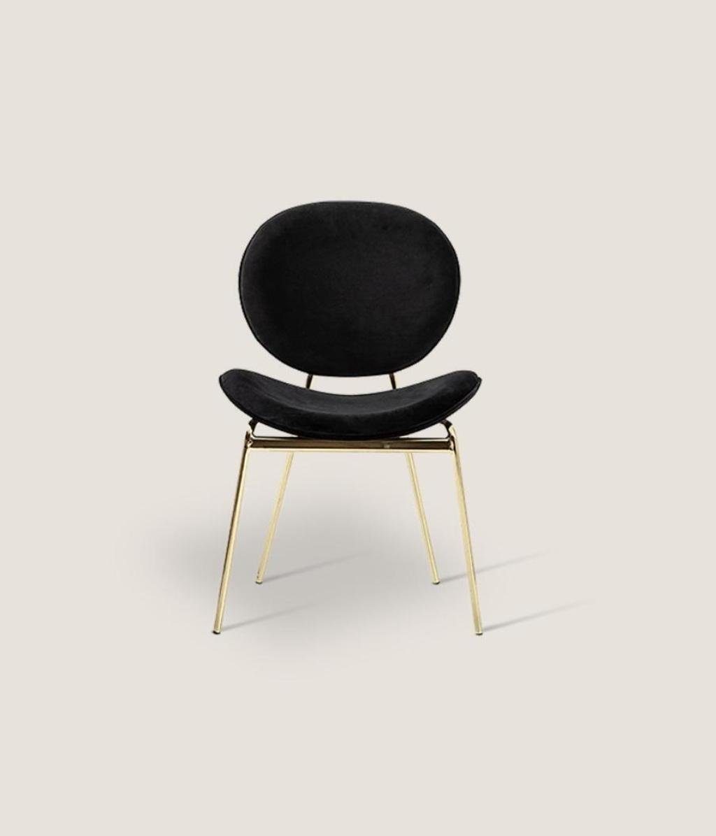 JVmoebel Stuhl Schwarzer Designer Stuhl mit Edelstahlfüßen Moderne Esszimmerstühle (1 St), Made in Europa