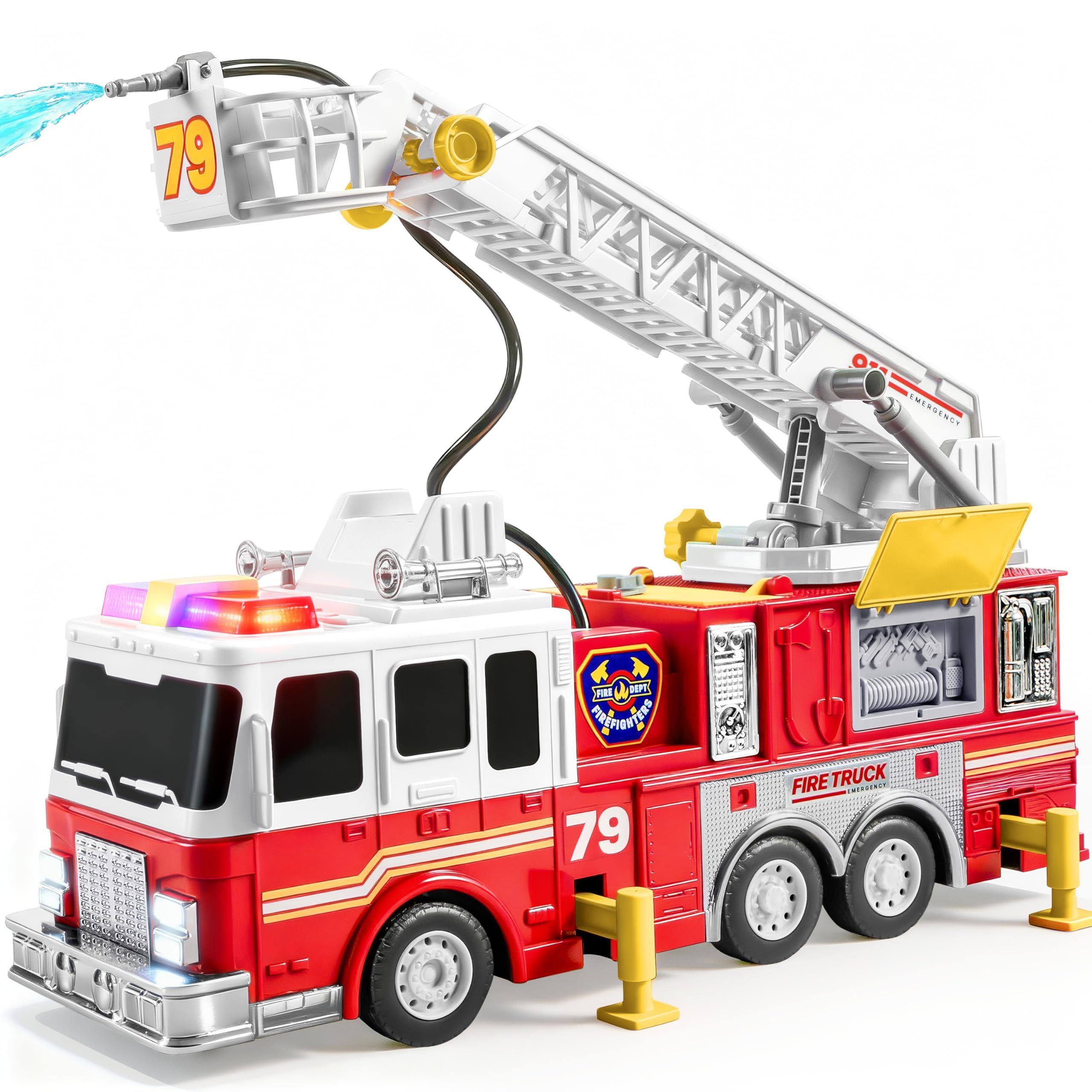 JOYIN Spielzeug-Feuerwehr JOYIN Groß Feuerwehrauto Spielzeug ab 2Jahre, mit 83 cm Leiter