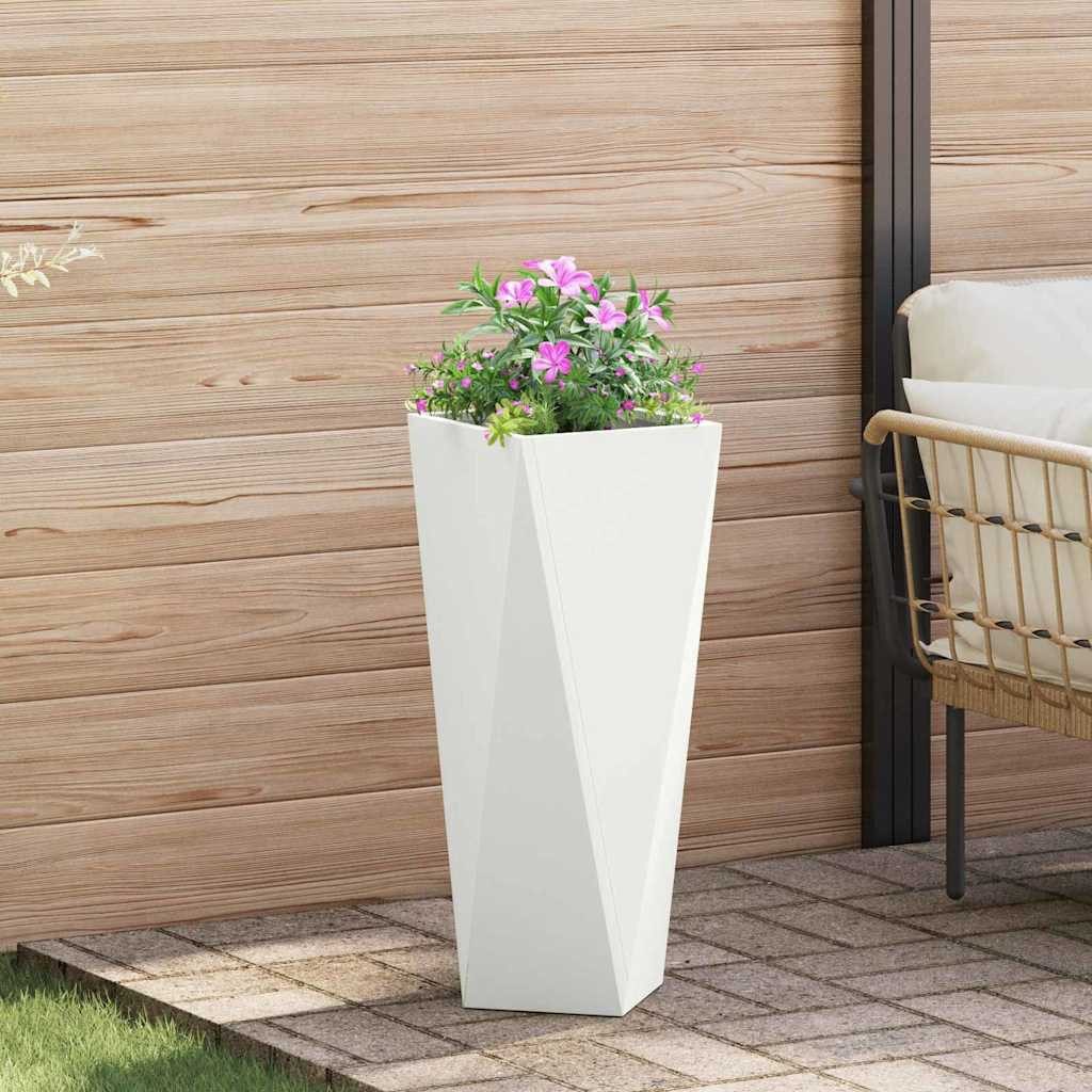 vidaXL Blumentopf Pflanzkübel Weiß 30 x 30 x 75 cm Stahl (1 St)