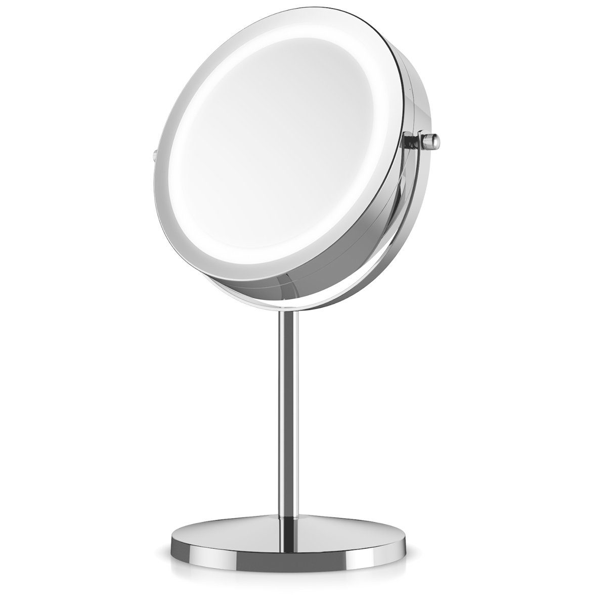 Navaris LED-Lichtspiegel LED Kosmetikspiegel - 5x Vergrößerung Standspiegel Make-up
