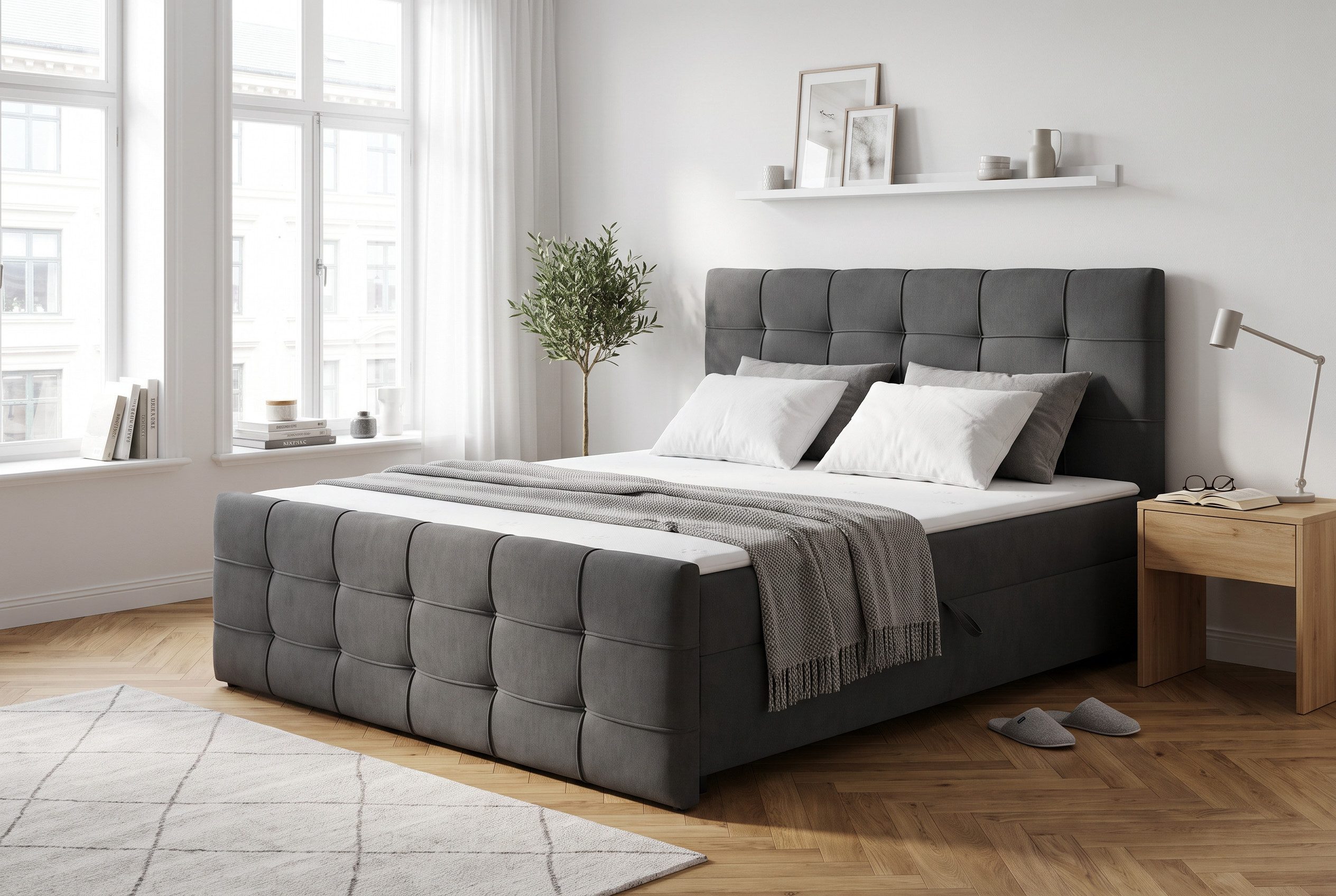 OTTO home Boxbett Lilienne inkl. Bettkasten und Topper, Liegefläche 180x200cm, erhältlich in der Größe 180x200 cm