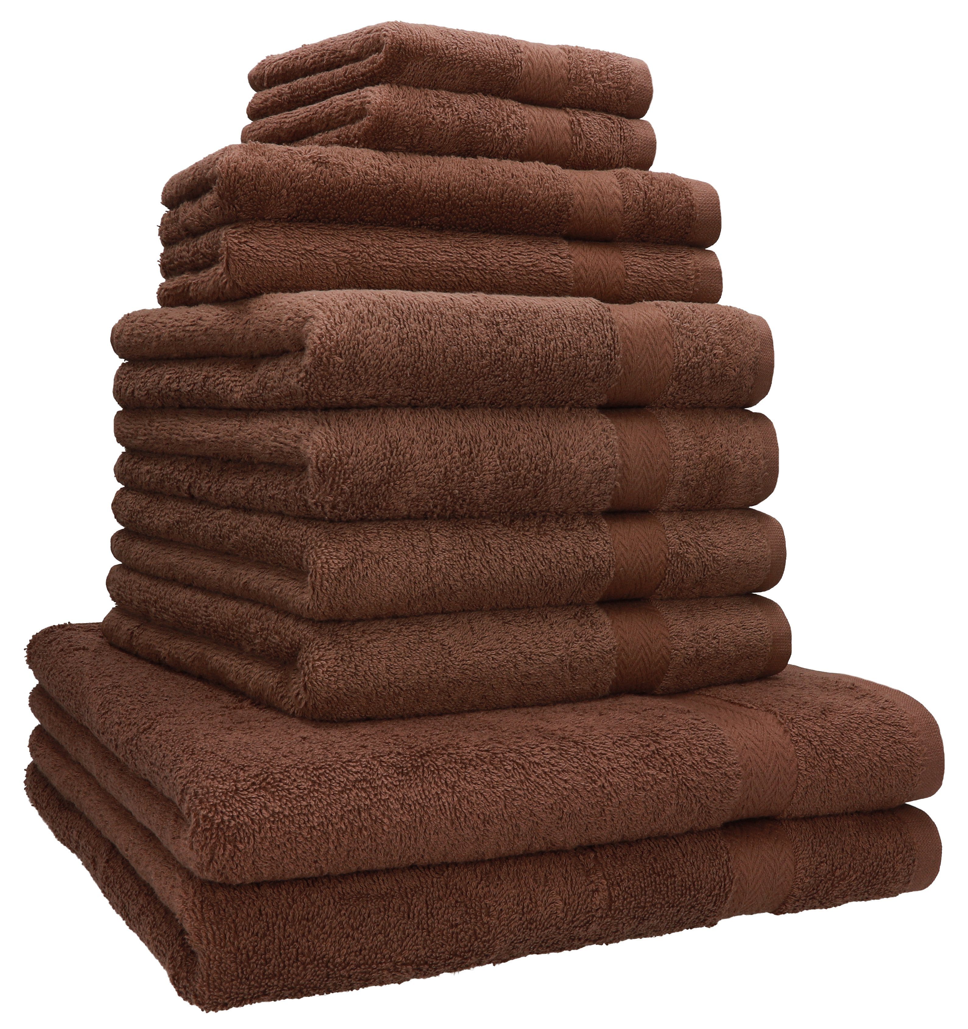Betz Handtuch Set 10-TLG. Handtuch-Set Classic 100% Baumwolle 2 Duschtücher 4 Handtücher 2 Gästetücher 2 Seiftücher, 100% Baumwolle, (10-tlg) nuss