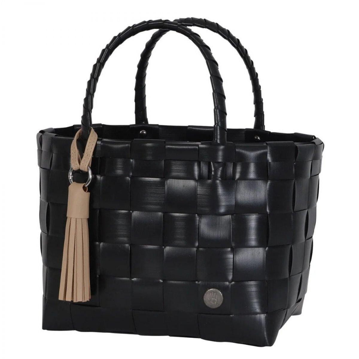 Handed By Einkaufskorb Handed By Shopper Paris Mini Black mit Quaste in Nougat Cream