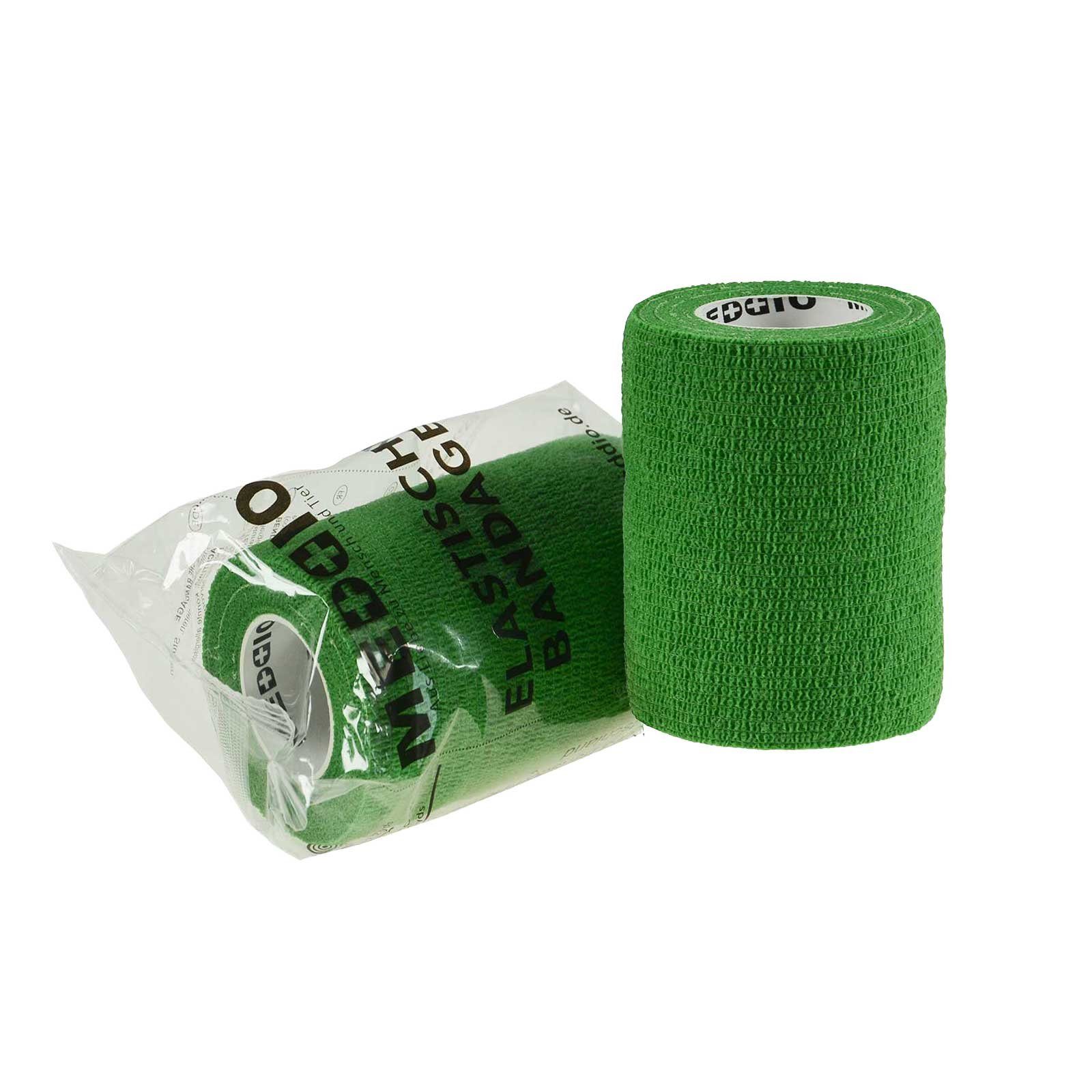 meDDio Pferdebandage 1 Haftbandage Selbsthaftende Bandage / Fixierbinde 7,5 cm x 4,5 m grün