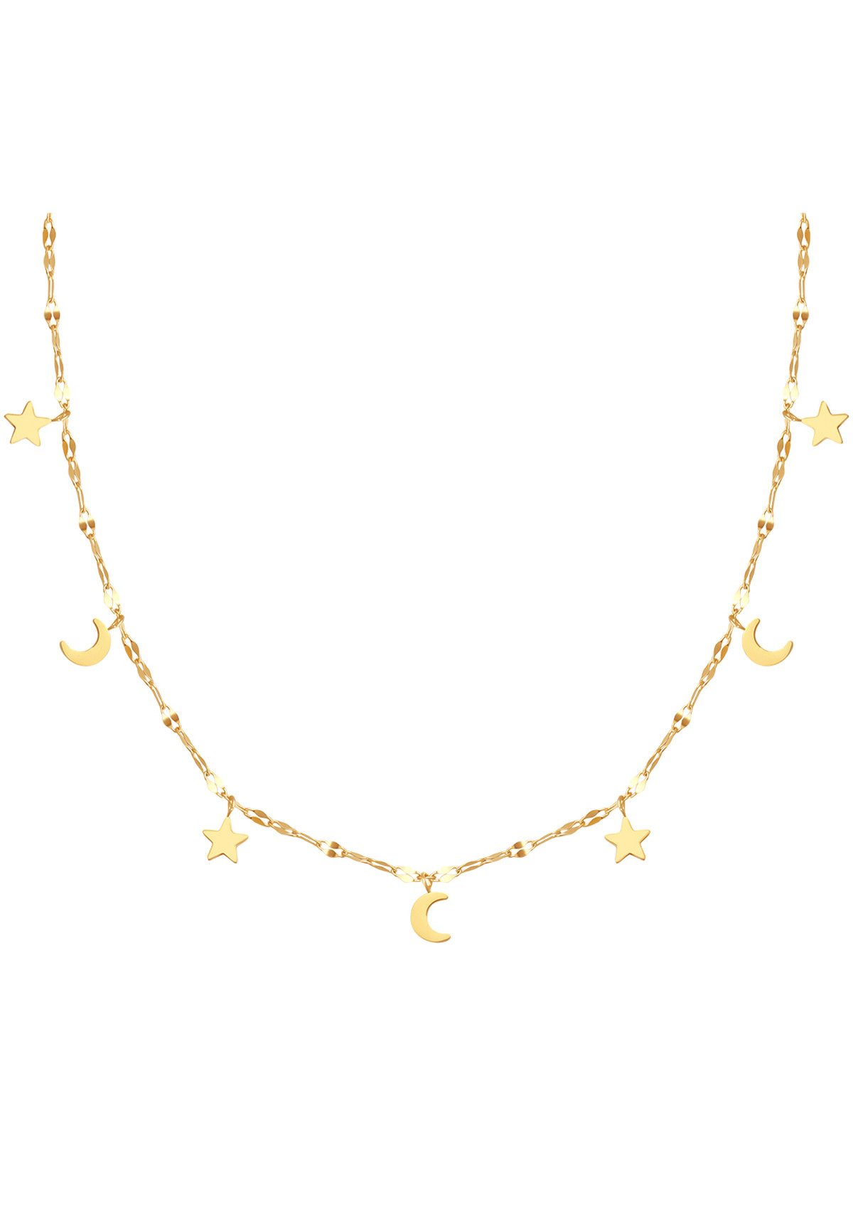 Kette mit Anhänger Choker Mond und Stern, 18K vergoldet