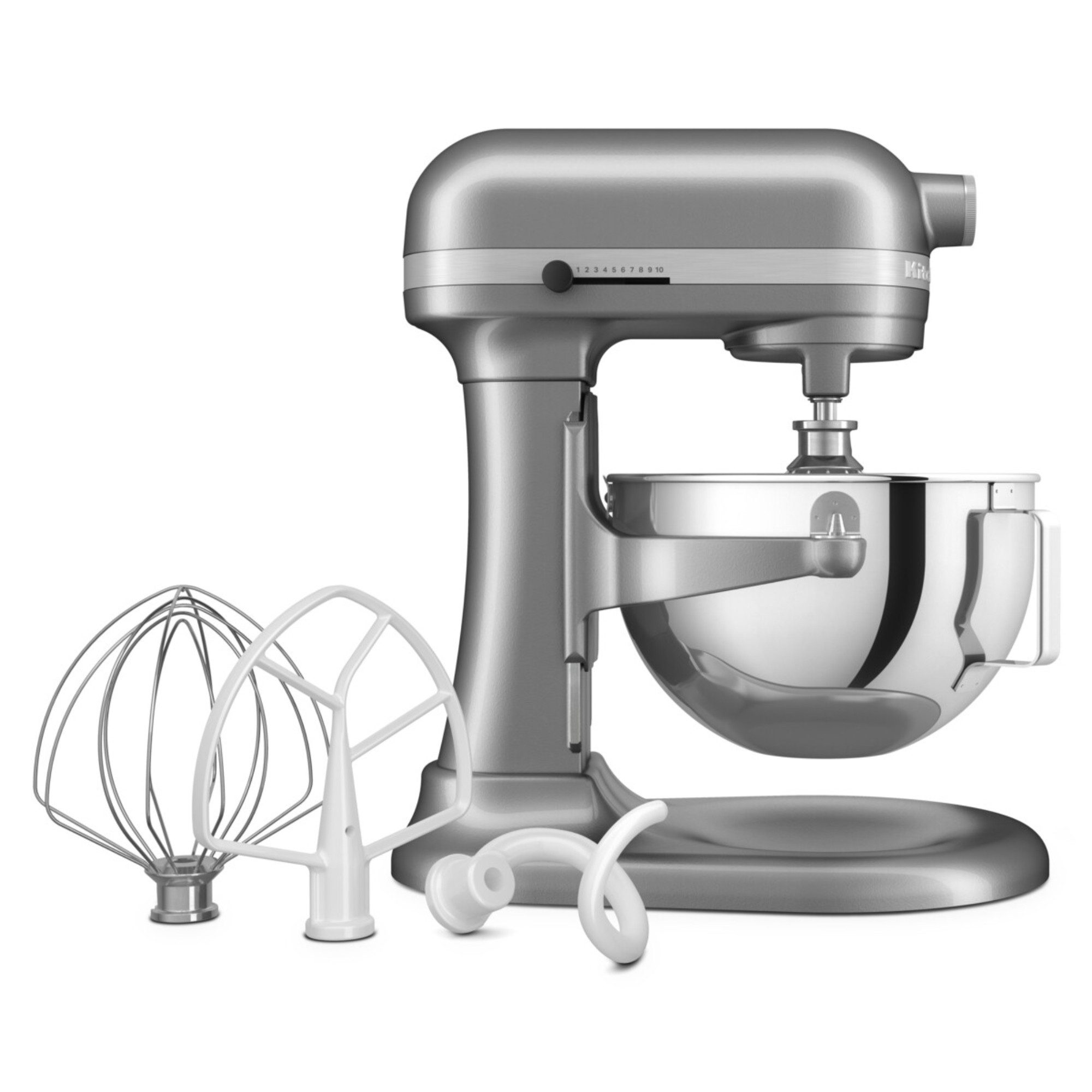 KitchenAid Küchenmaschine 5KSM55SXXECU, 375 W, 5,2 l Schüssel, Passgenauer Spritzschutz mit verbessertem Design