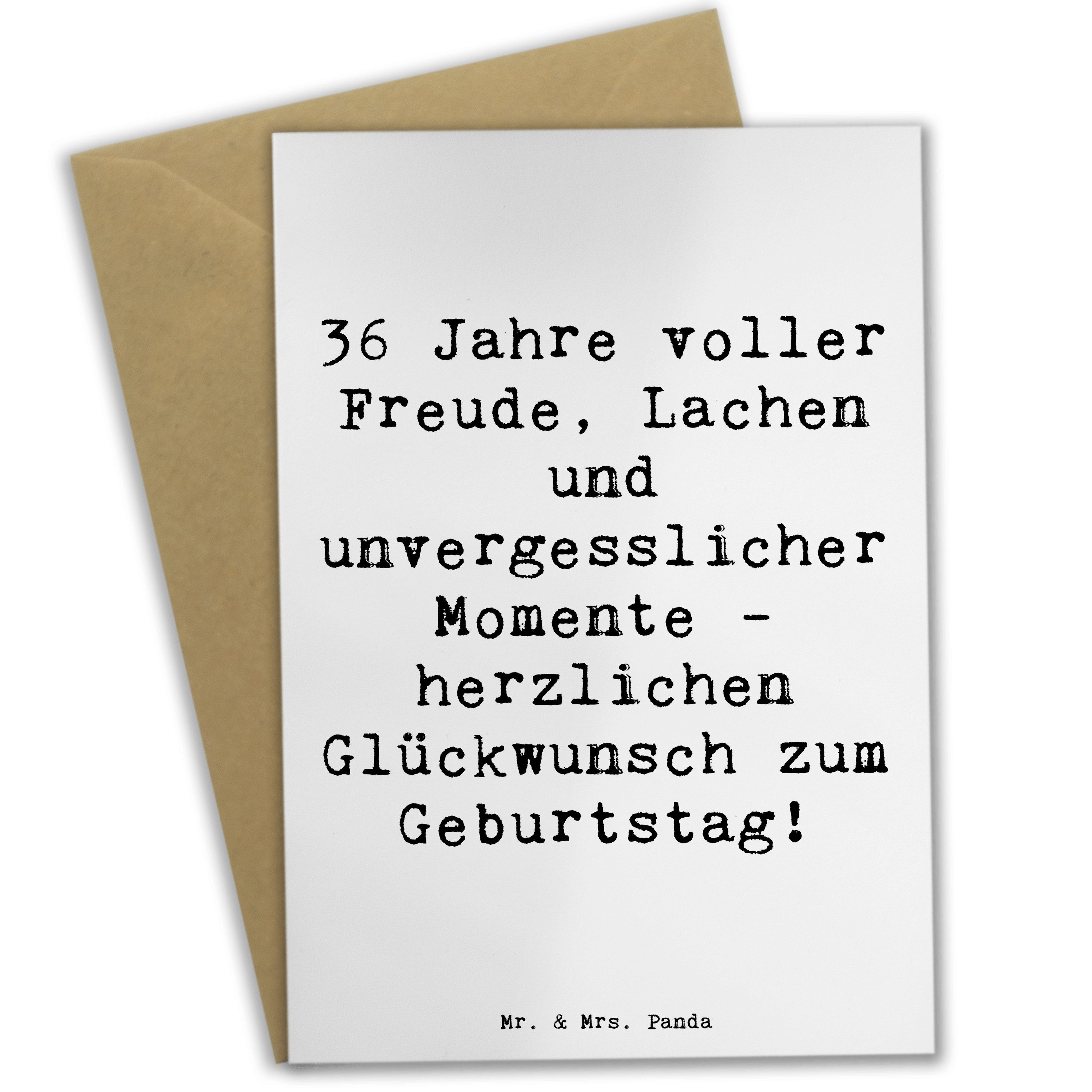 Grußkarte Spruch 36. Geburtstag - Weiß - Geschenk, 36 Jahre, Freude, Happy Birt