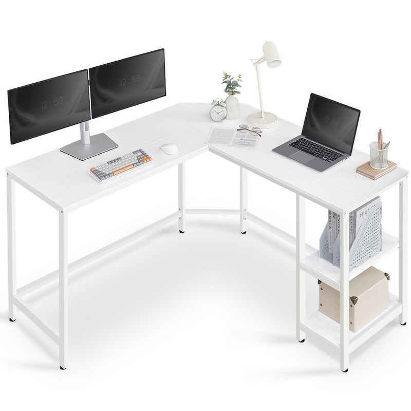 VASAGLE Schreibtisch Computertisch, L-förm Eckschreibtisch mit 2 Ablagen