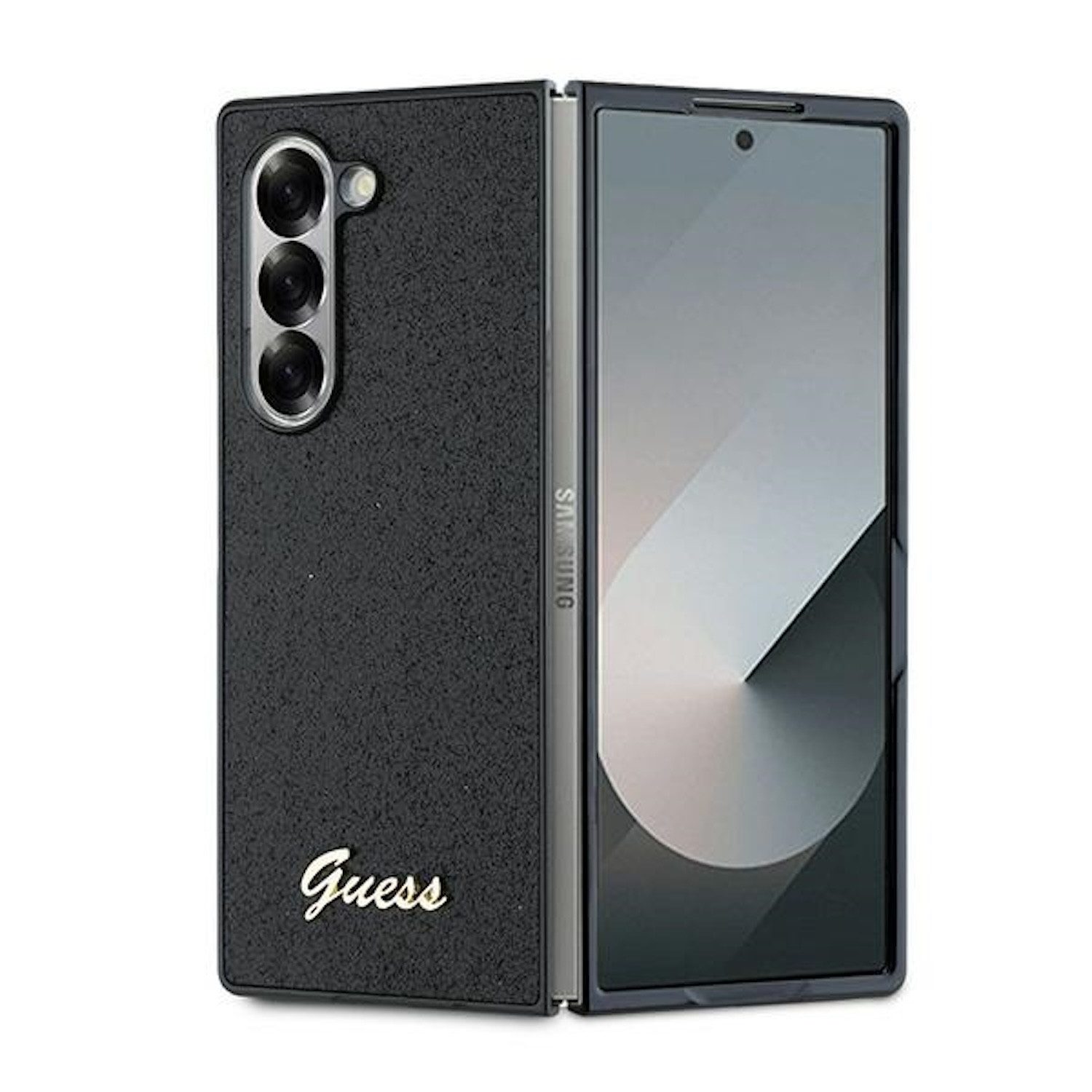 Guess Smartphone-Hülle GUESS Samsung Galaxy Z Fold6 Hülle 4G Glitzerschrift Design Schwarz