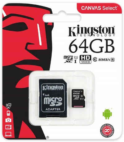 Kingston Kingston SDCS/64GB MicroSD Canvas Select Geschwindigkeiten der Klasse Micro SD-Karte