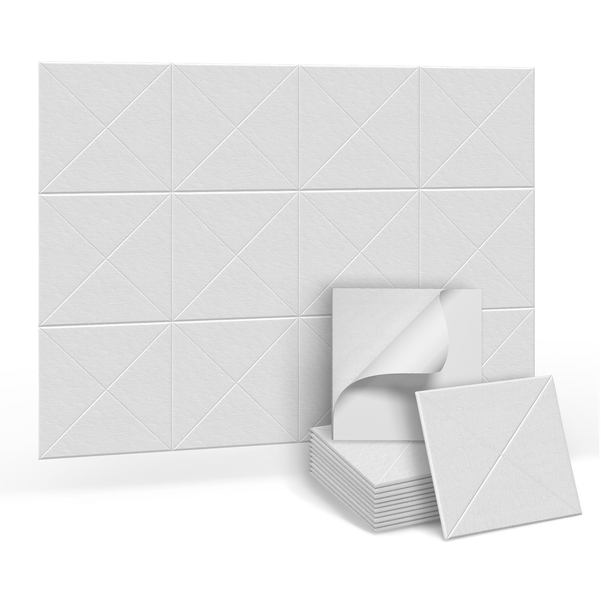 FIVMEN Wandpaneel Akustikpaneele Wand Selbstklebend Schalldämmung 3D Wandverkleidung, Akustik Schwarz/Weiß/Hellgrau 12er/set Polyesterfaser