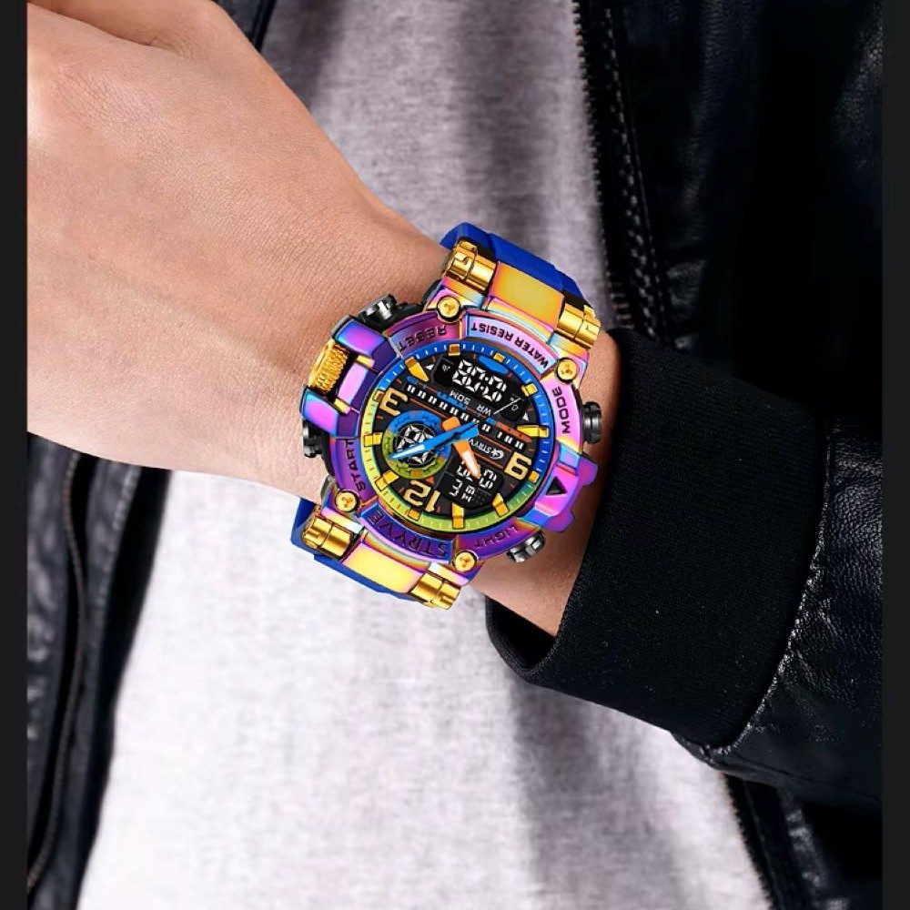 Tidy Quarzuhr Stryve Sportuhr Wasserdichte Digital-Analoge Militär Armbanduhren