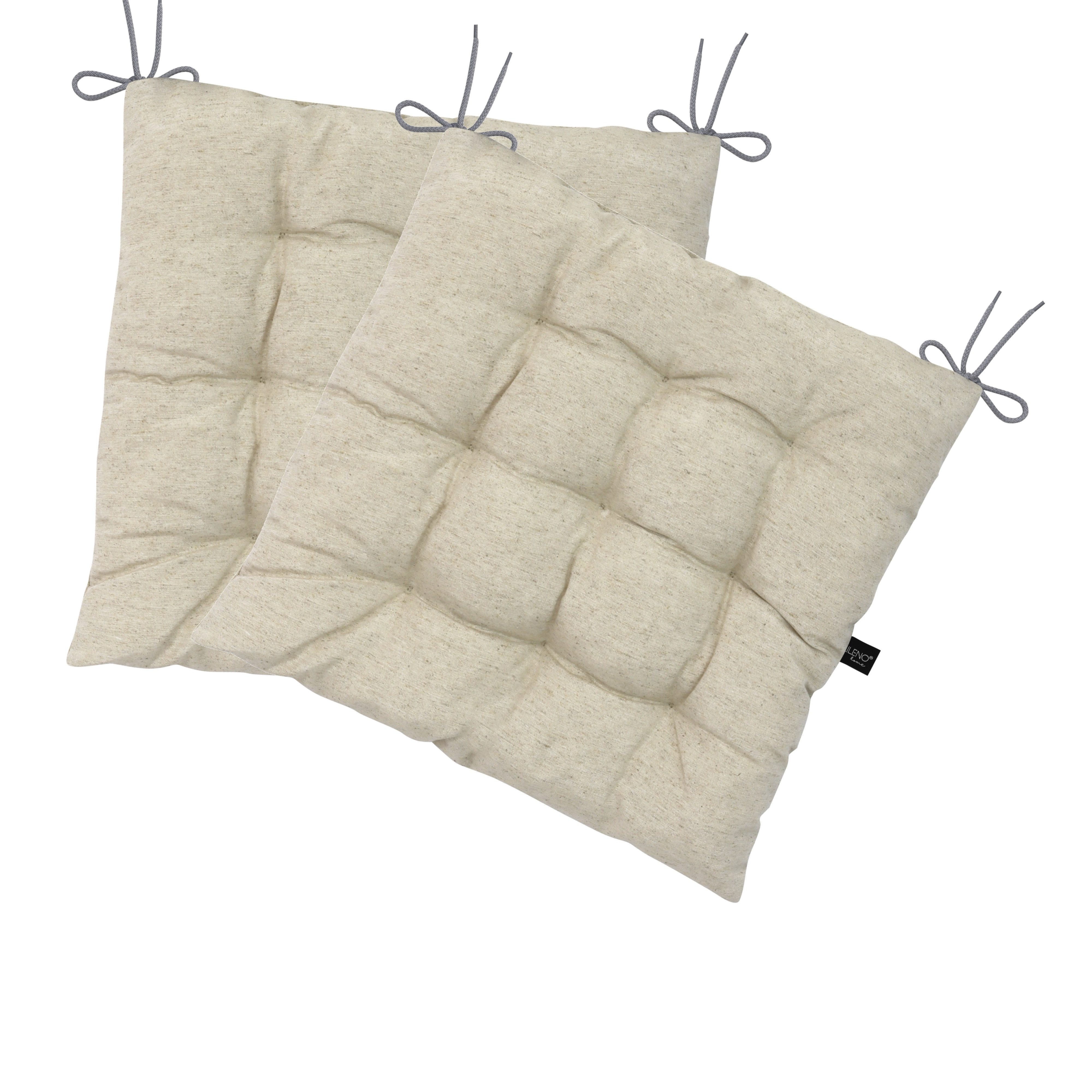 LILENO HOME Stuhlkissen Sitzkissen für Gartenstuhl, Küchenstuhl oder Esszimmerstuhl 40x40x6 cm, Bequeme Indoor u. Outdoor Stuhlauflage als Stuhl Kissen Nature