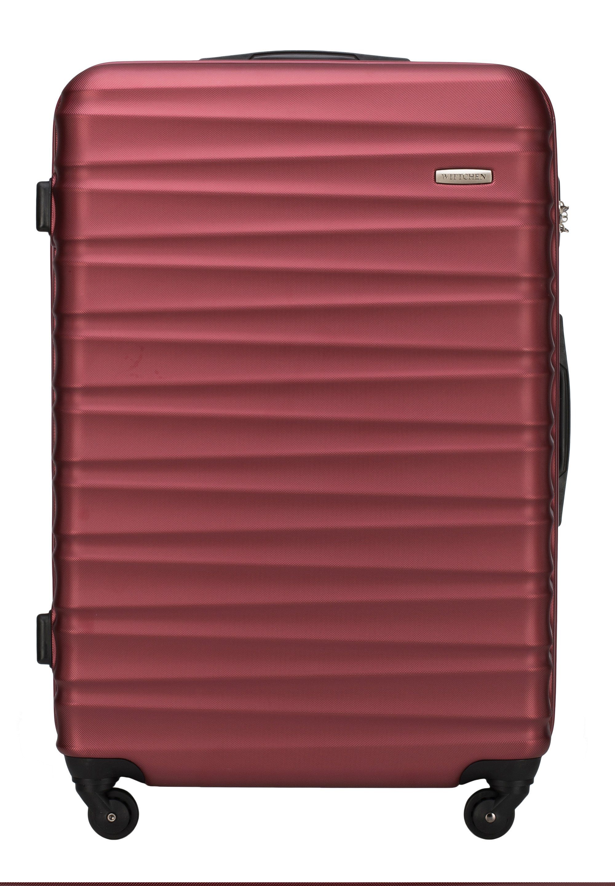 Wittchen Trolley GROOVE LINE, 4 Rollen, vier Spinnerräder, Hardcase, Teleskopgriff, Zahlenschloss dark red