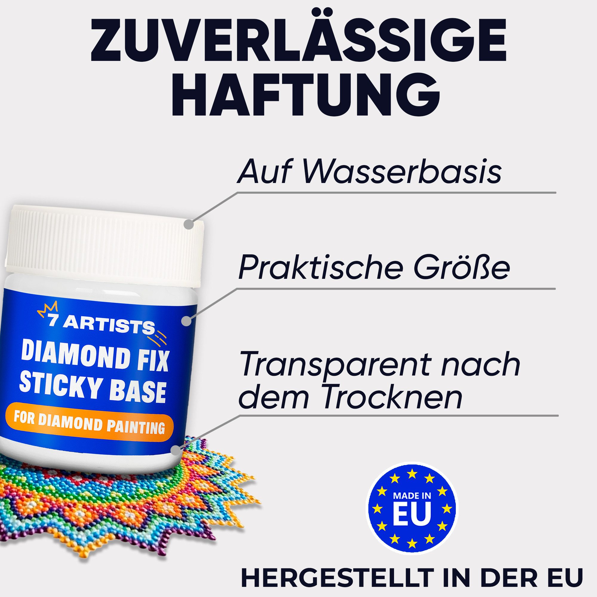 7 Artists Bastelkleber 7 Artists Diamond Painting Kleber Transparent - Sticky Base, 50 ml, 100 ml – Bild 4 von 5