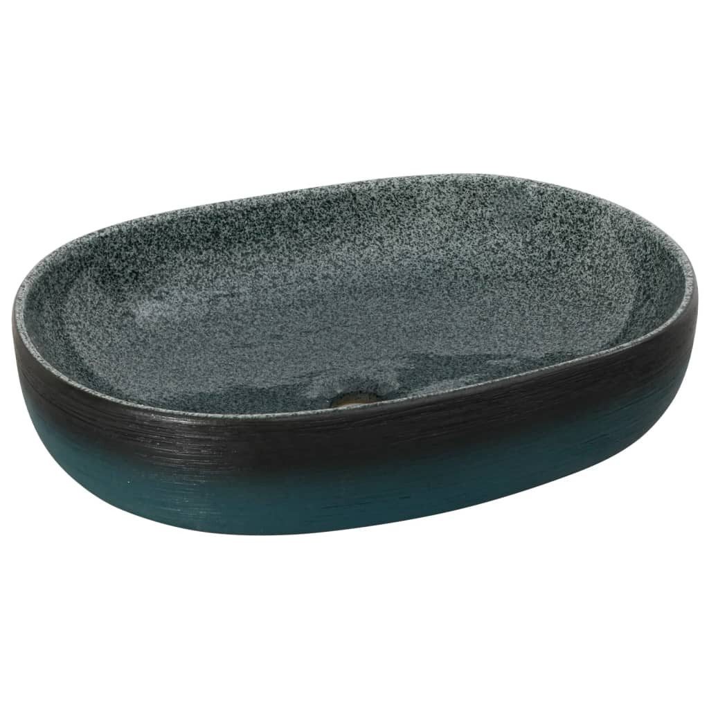 vidaXL Waschbecken 59 x 40 x 14 cm Waschbecken Badezimmer Aufsatzwaschbecken Türkis Oval