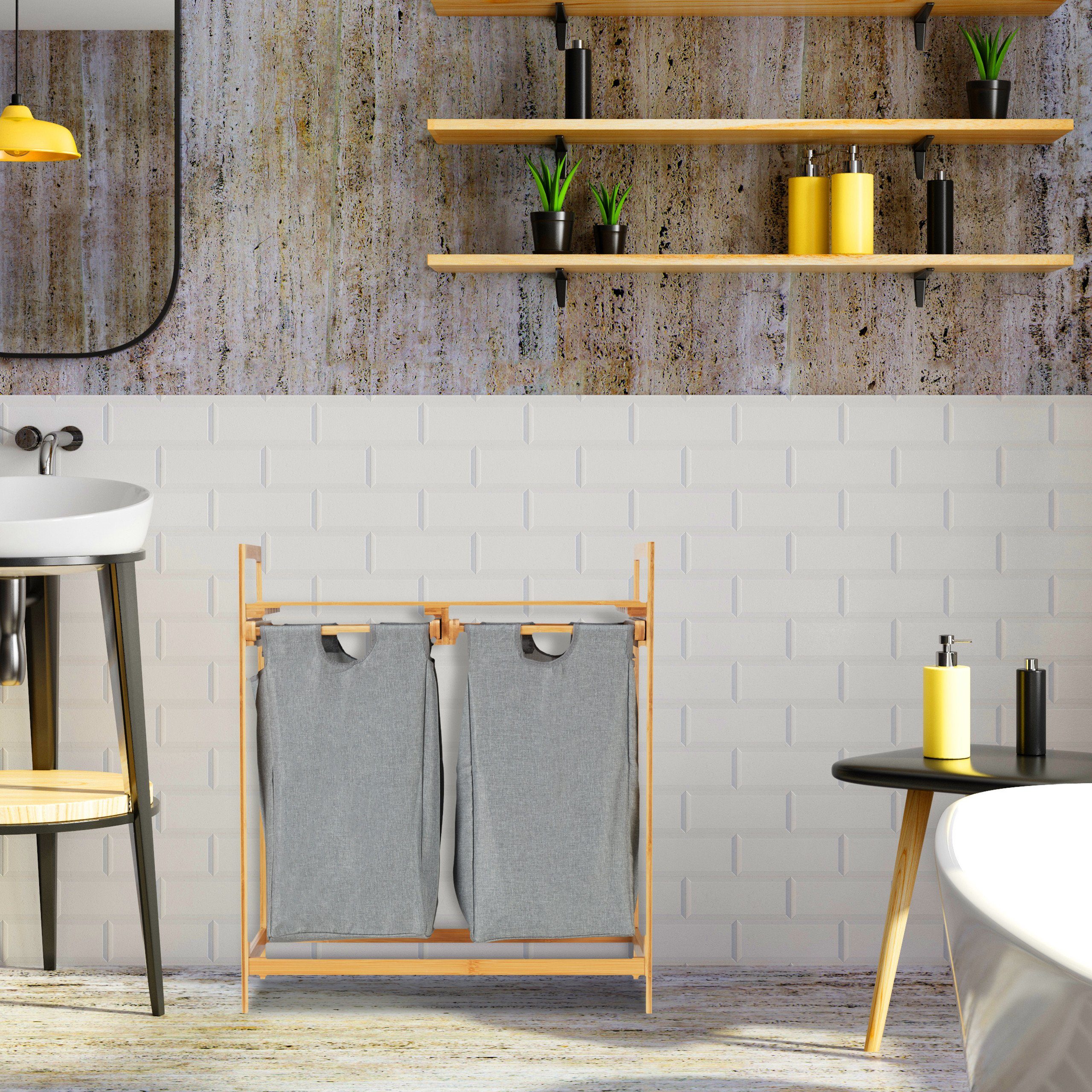 relaxdays Wäschekorb 2 Fächer mit Ablage günstig online kaufen