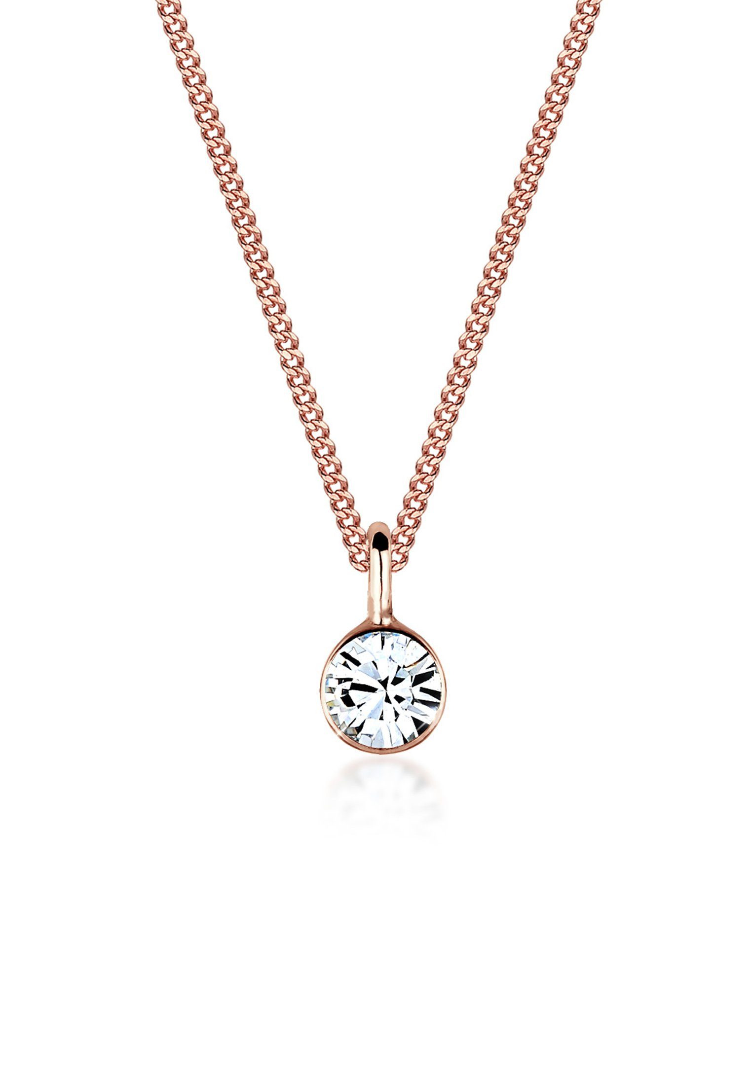 Elli Kette mit Anhänger 925 Sterling Silber rosévergoldet, mit Kristallen v günstig online kaufen