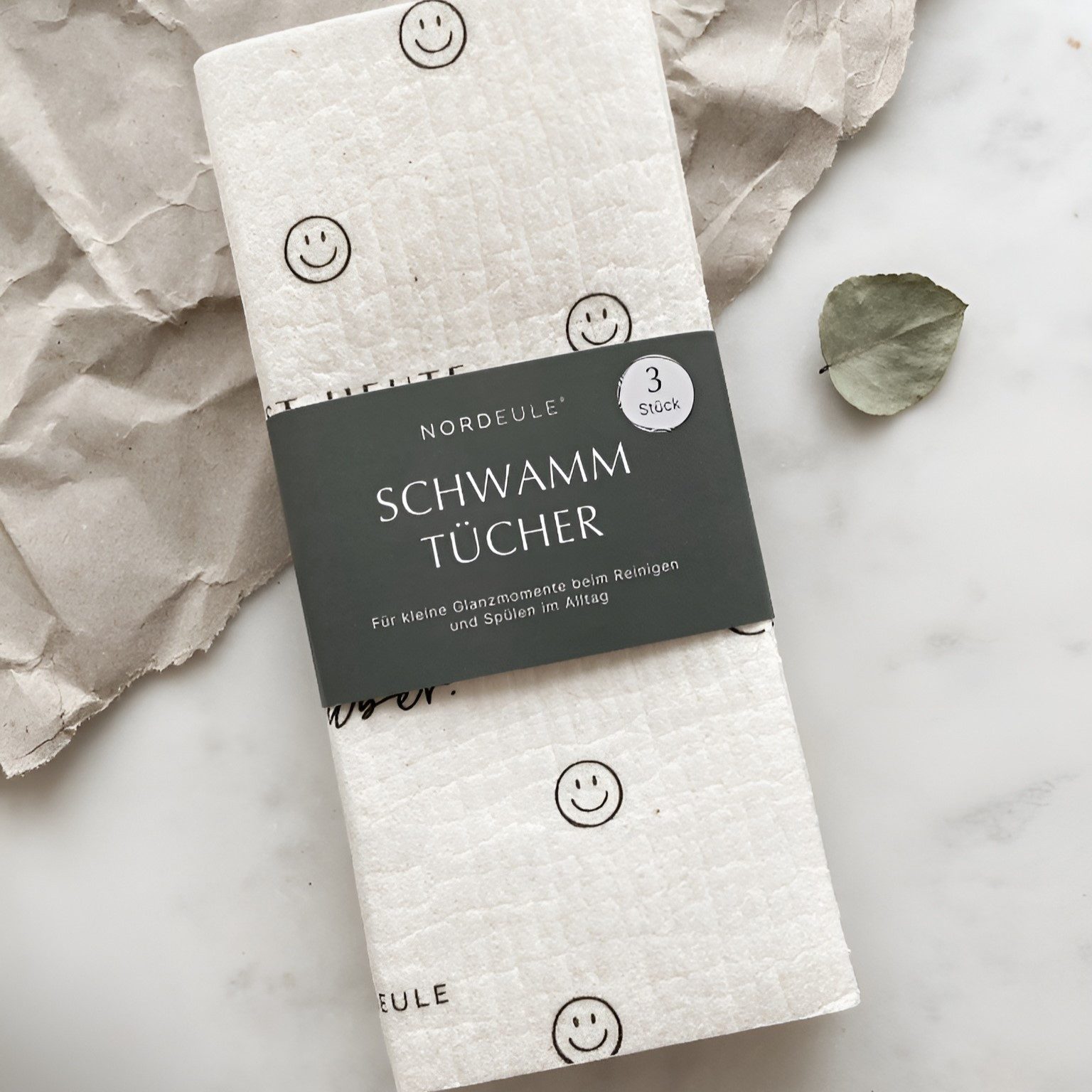 NORDEULE "Du darfst heute Pause machen" in Schwarz-Weiß Reinigungstuch (70% Holz-Zellulose, 30% Baumwolle, Set, 9-tlg., ideal für Glanzmomente im Alltag oder als Geschenk)