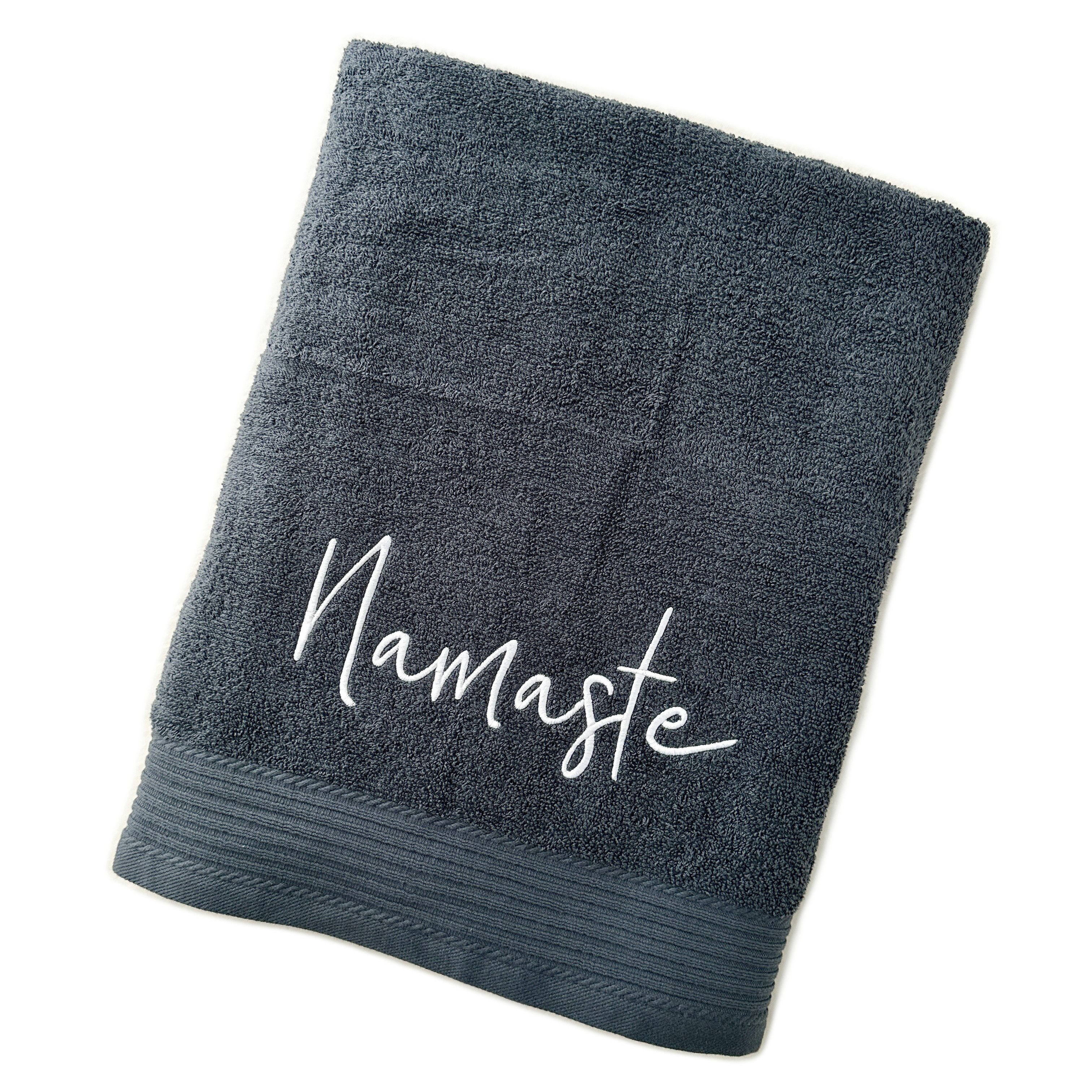 Schnoschi Handtuch Handtuch mit Namaste bestickt Duschtuch Badetuch Gästehandtuch, hochwertige Bestickung mit Namaste
