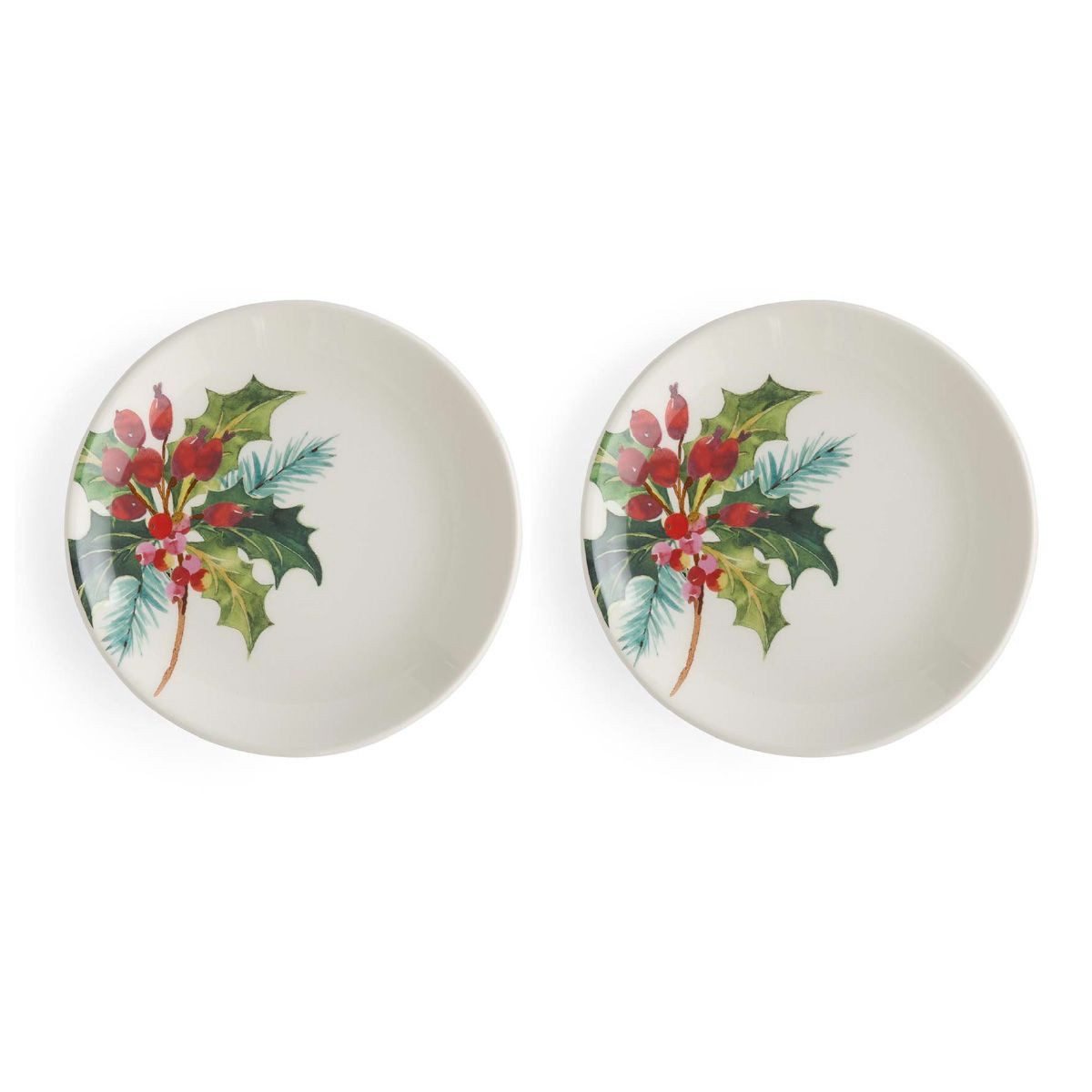 Portmeirion Dessertteller Botanic Garden Christmas Holly 2er-Set Vorlege-Teller Holly
