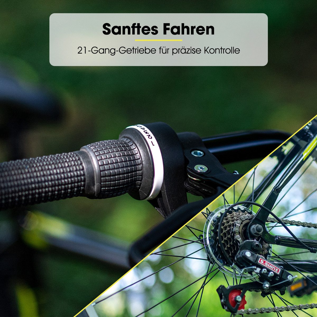 HILAND Mountainbike 24 26 Zoll bike Männer Frauen MTB Fahrrad für Jugend Studenten Pendler, mit V-Bremse, 21 Gang, Federgabel, Hochwertiger Rahmen,Kettenschaltung