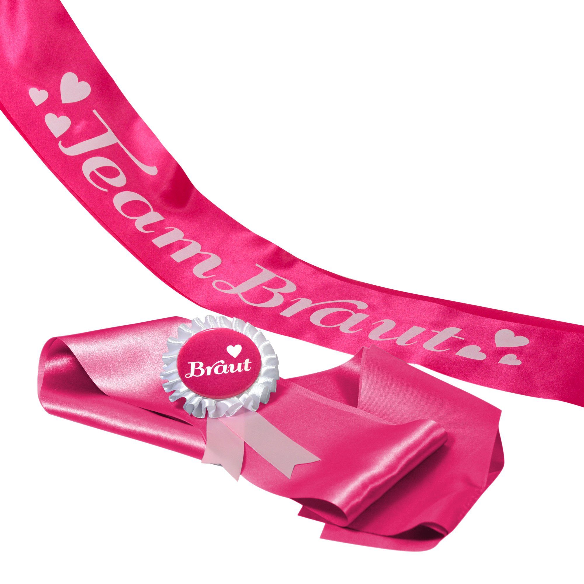 Frau WUNDERVoll Papierdekoration JGA Gruppenset Schärpen pink, Team Braut