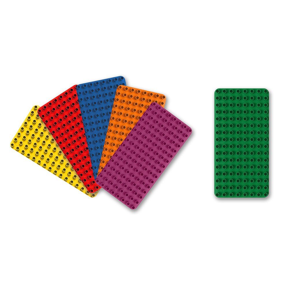 Biobuddi Lernspielzeug Bauplatten-Set, 6 Bauplatten in verschiedenen Farben