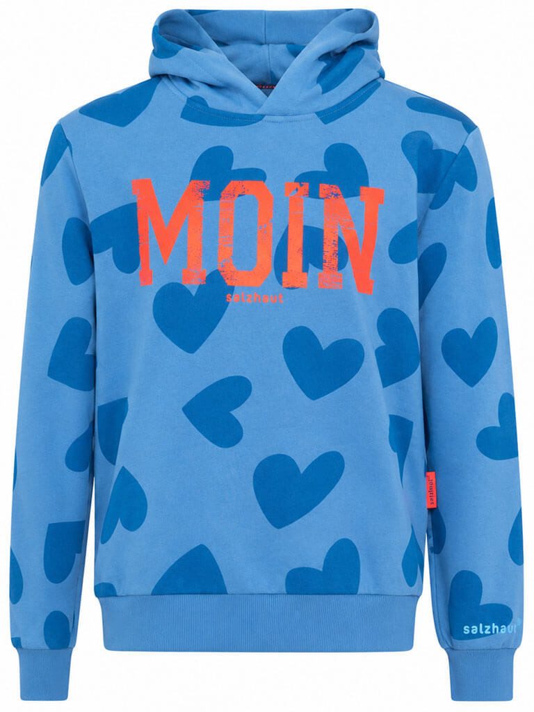 salzhaut Kapuzenpullover Damen Hoodie Dacklattn Allover-Print Herz - Kapuzenpulli MOIN-Print Regular Fit, Hochwertiger French Terry, Ton-in-Ton Herz-Waterprint