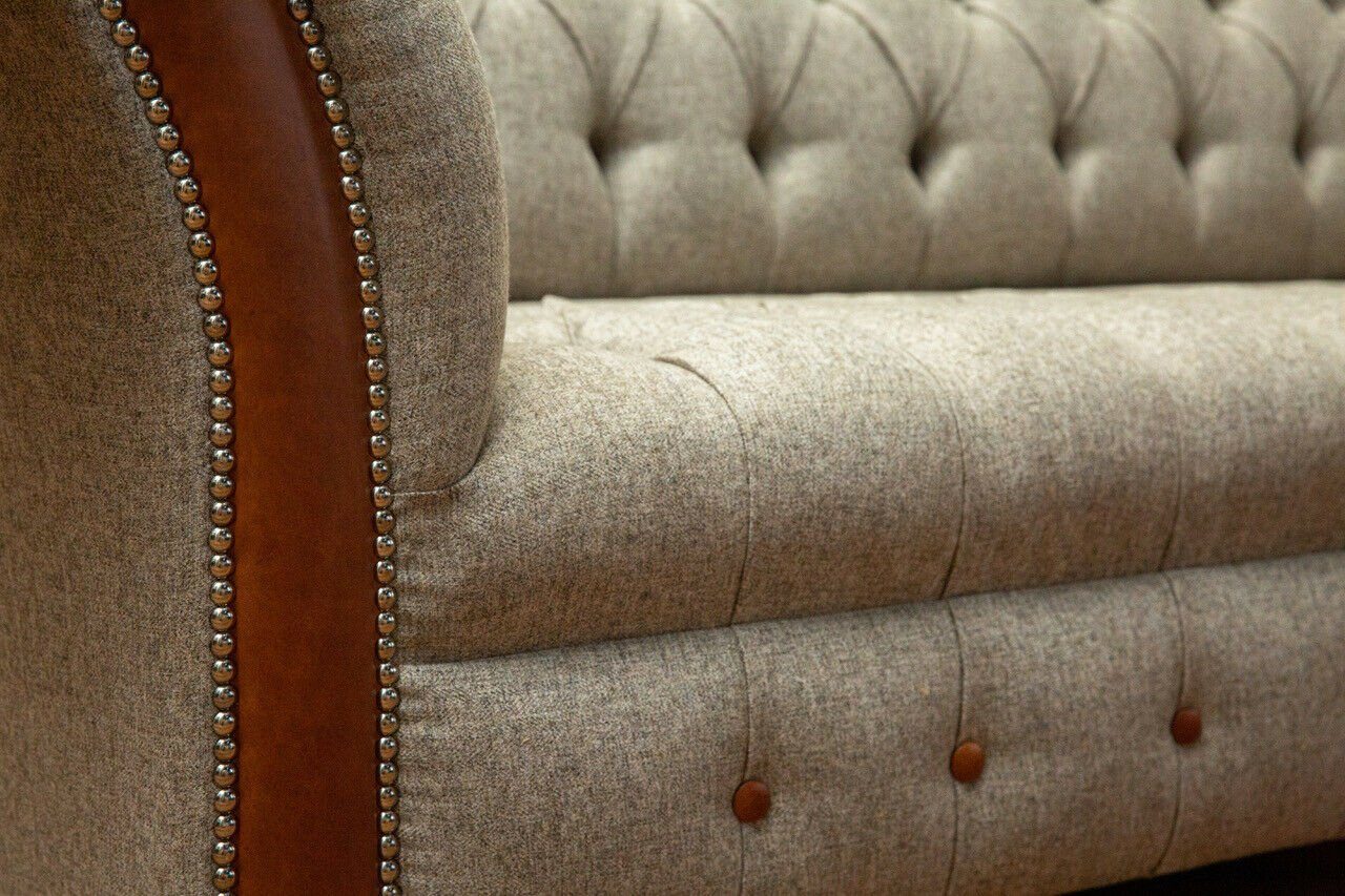 Couch Knöpfen. Moderne Rückenlehne Möbel Chesterfield-Sofa JVmoebel Die Sofa Design 3er Sitz mit Polster 225cm, Dreisitzer