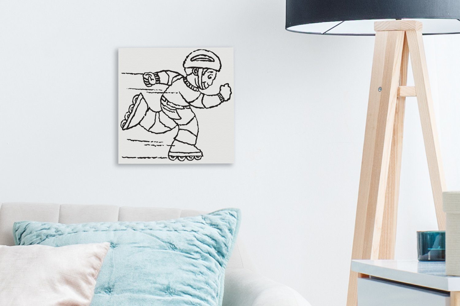 Hintergrund, für Leinwandbild Bilder Eine OneMillionCanvasses® (1 Wohnzimmer St), einem eines Leinwand vor Illustration Schlafzimmer weißen Skeelers