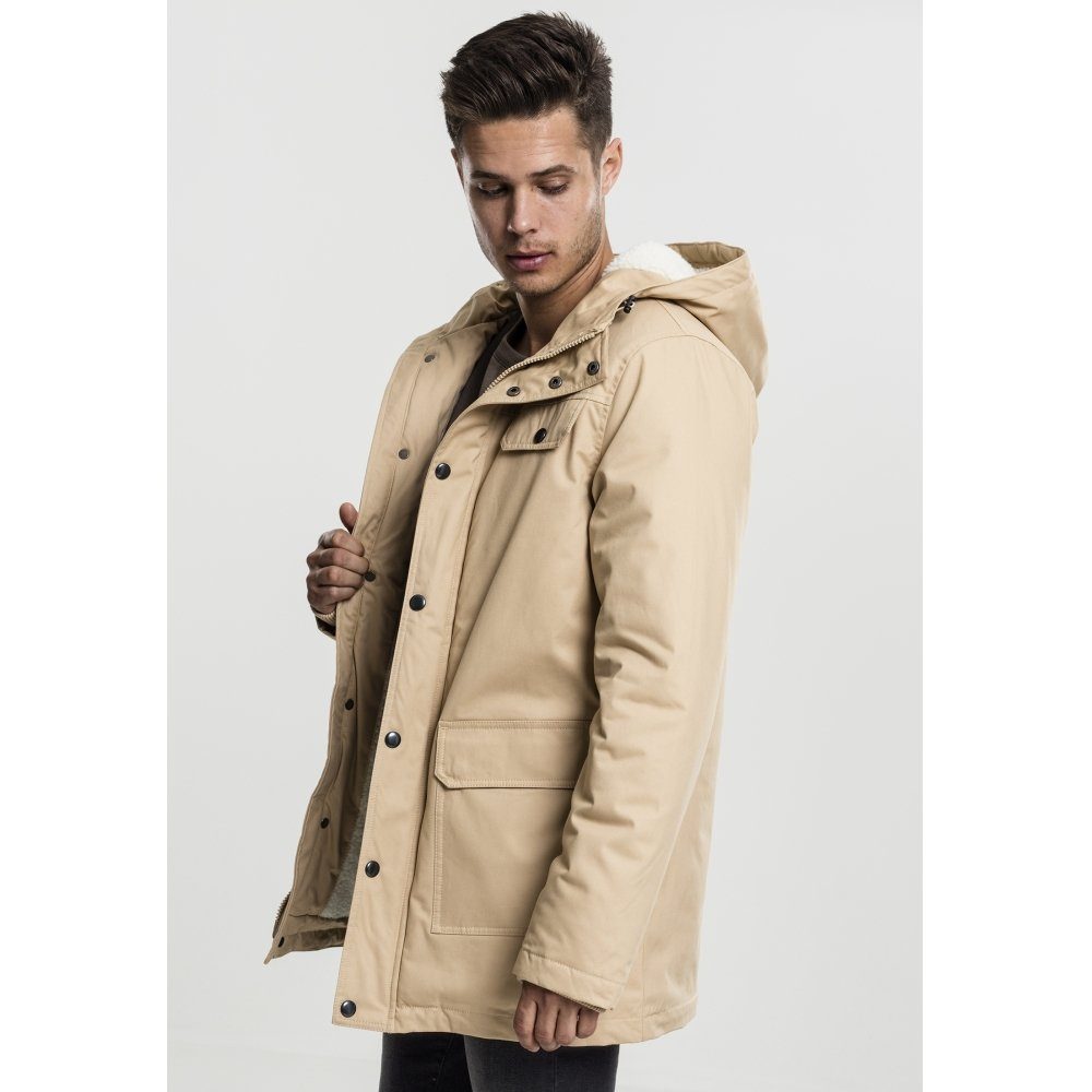 URBAN CLASSICS Parka Heavy Cotton Parka - beige - XL mit Kapuze