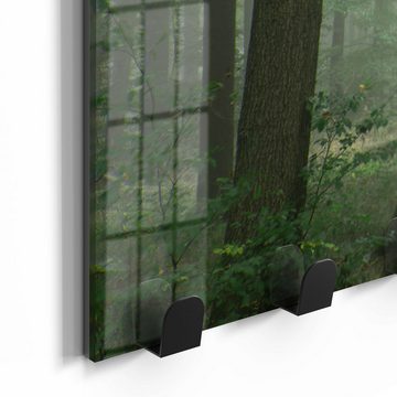 DEQORI Kleiderhaken 'Hirsch zwischen Bäumen', Glas Garderobe Paneel magnetisch beschreibbar
