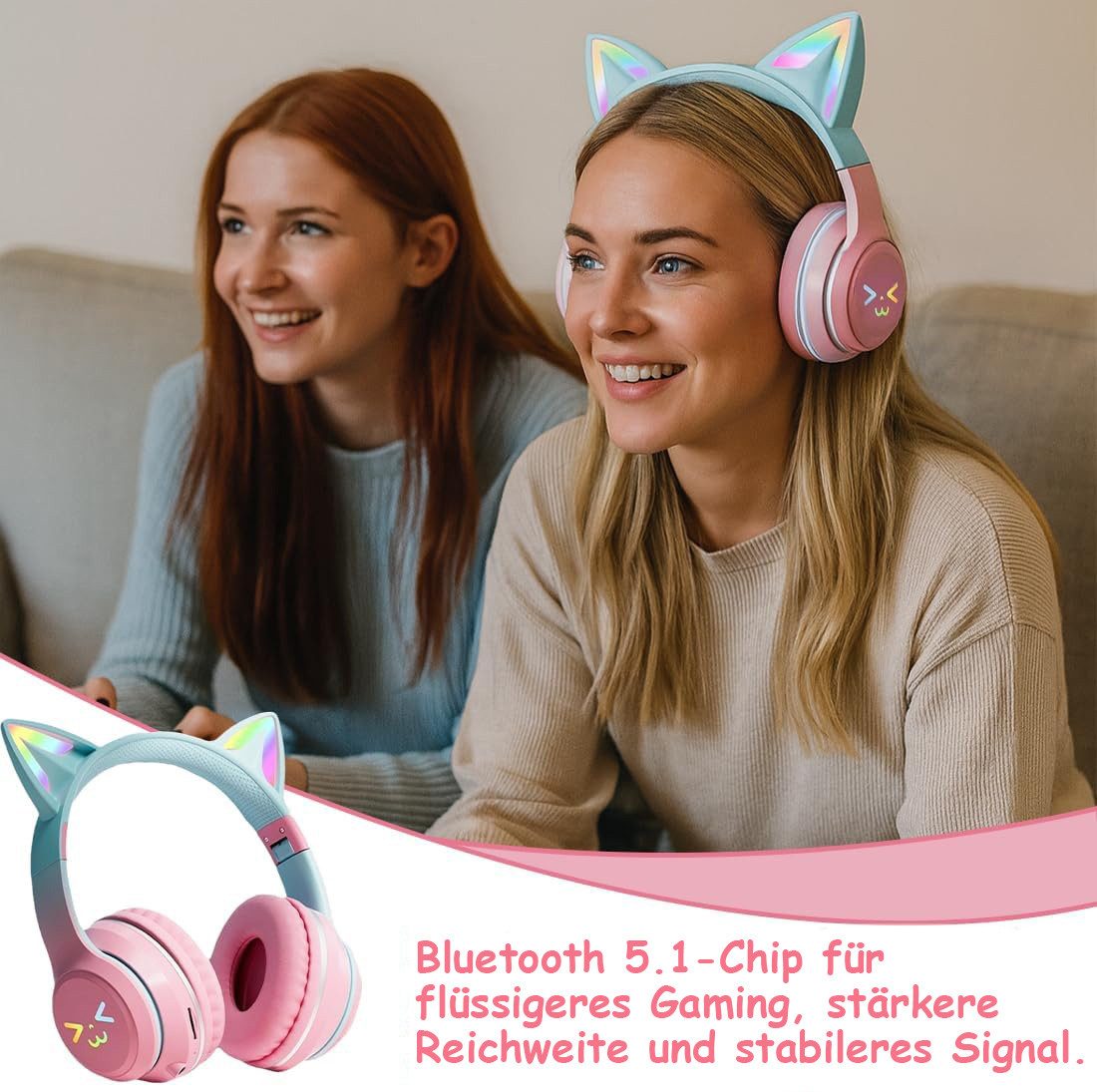 SWGOTA Over-Ear Kopfhörer BT 5.1 mit RGB, HiFi Klang, faltbar, ANC Over-Ear-Kopfhörer (Bluetooth Reise-Kopfhörer: 60 dB Rauschunterdrückung, verstellbar)
