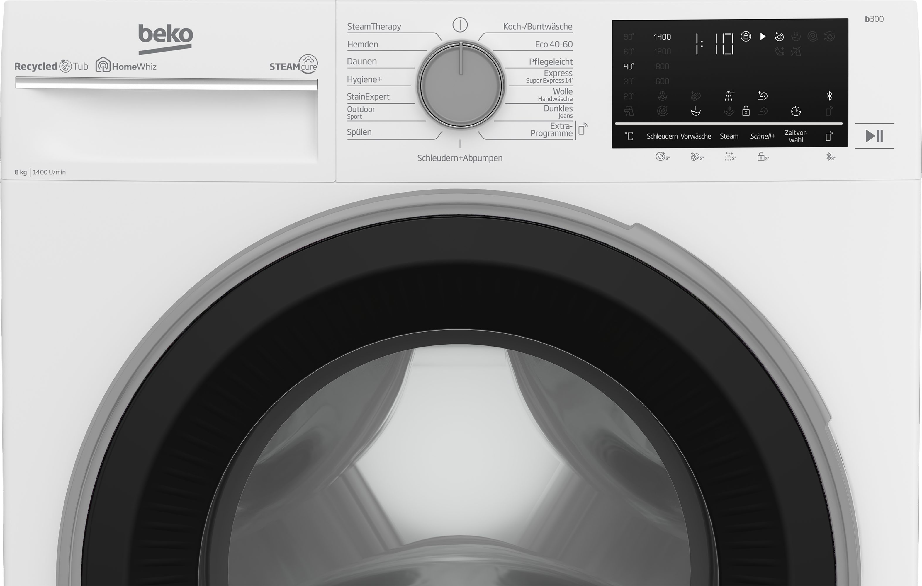 8 Waschmaschine b300 - allergenfrei 99% SteamCure U/min, kg, B3WFU58415W1, BEKO 1400
