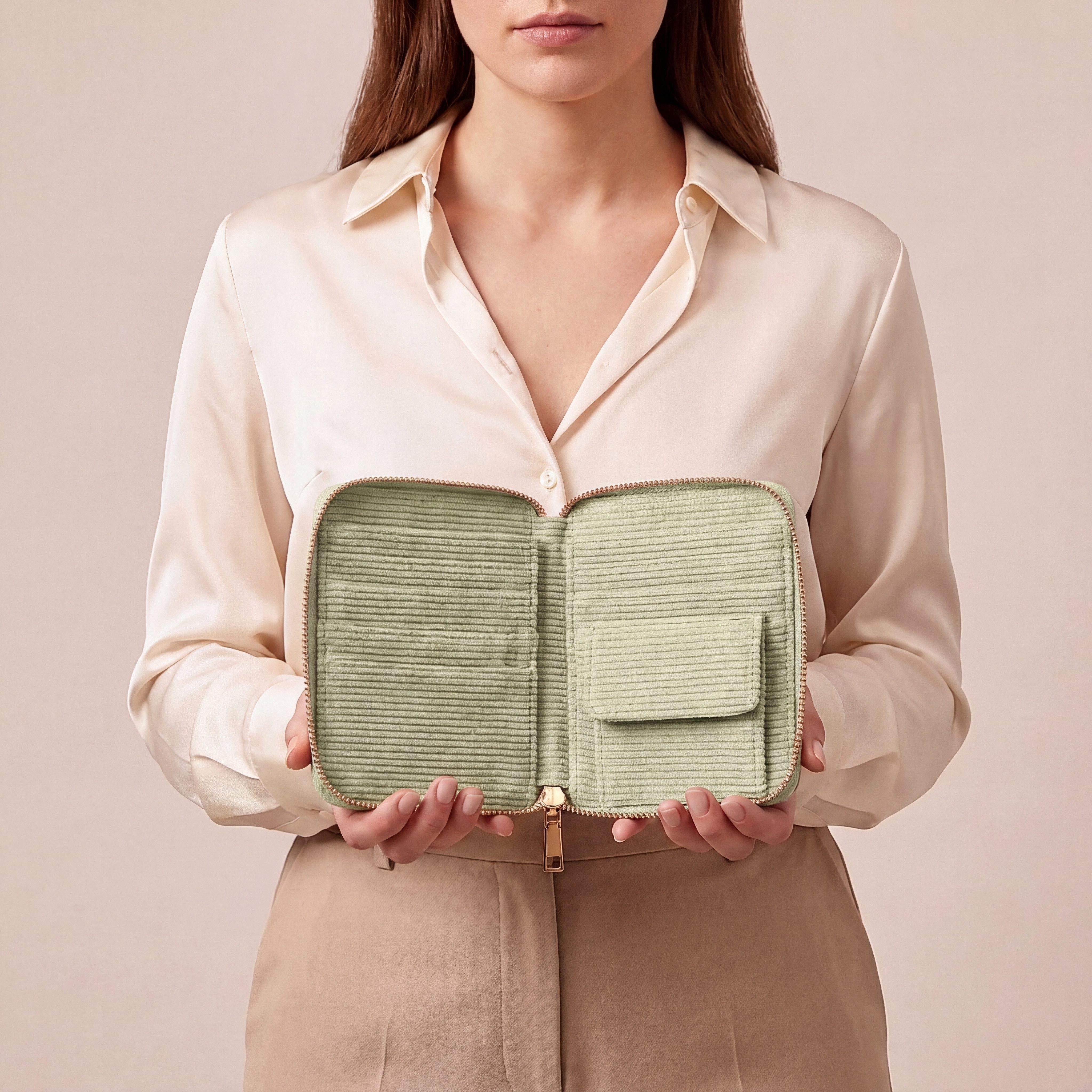 MillyMilk Geldbörse FONDO MEDIUM – Damen Cord Geldbeutel – Stoff Portemonnaie, Cord-Geldbörse mit stabiler Form, viel Platz und Reißverschluss.