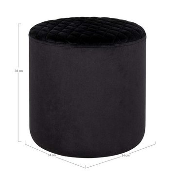 House Nordic Fußhocker Ejby Pouf – Pouf aus Samt, schwarz, HN1207, Ø34x36 cm