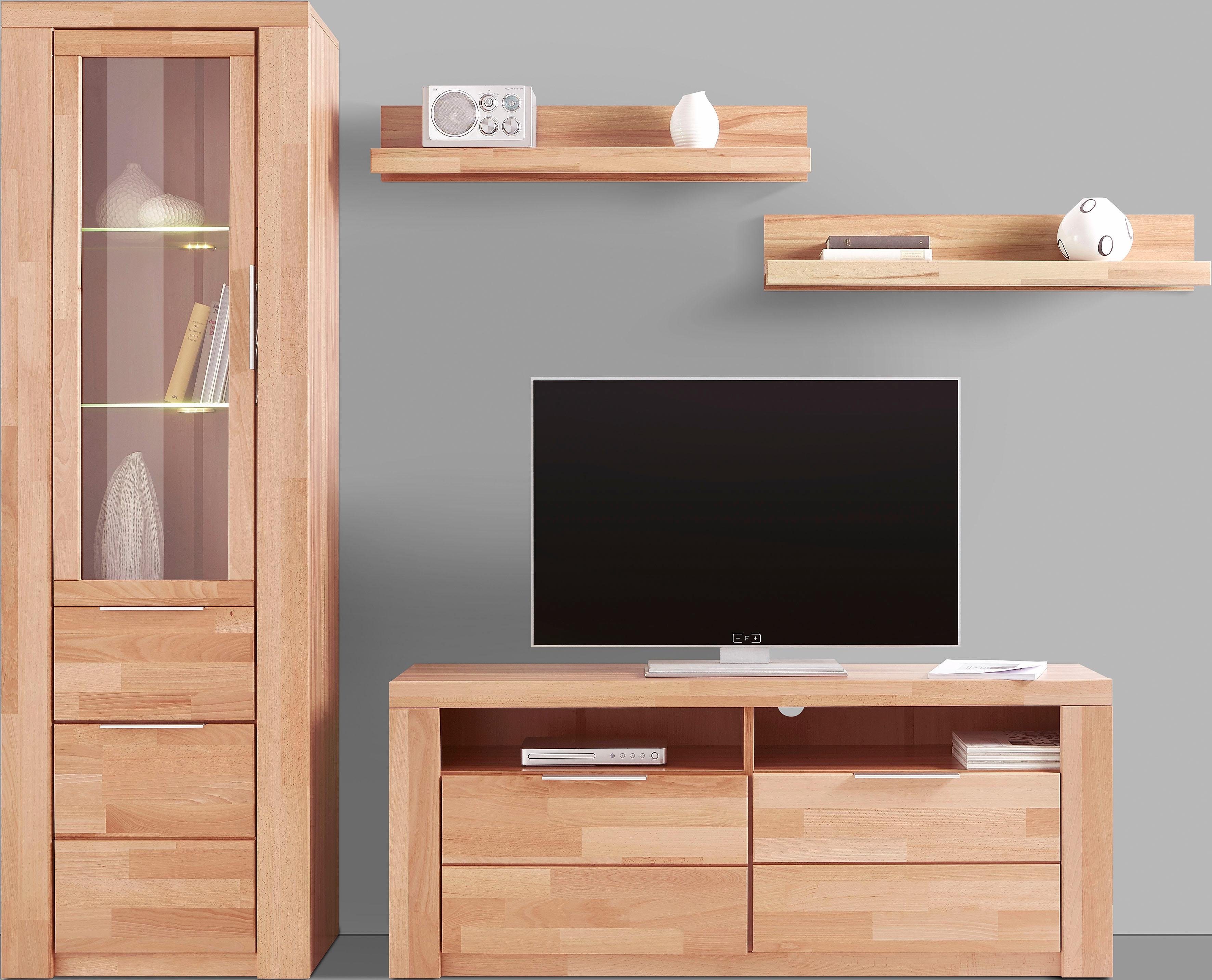 OTTO home Wohnwand Zara, (Set, 4-St), teilmassives Holz