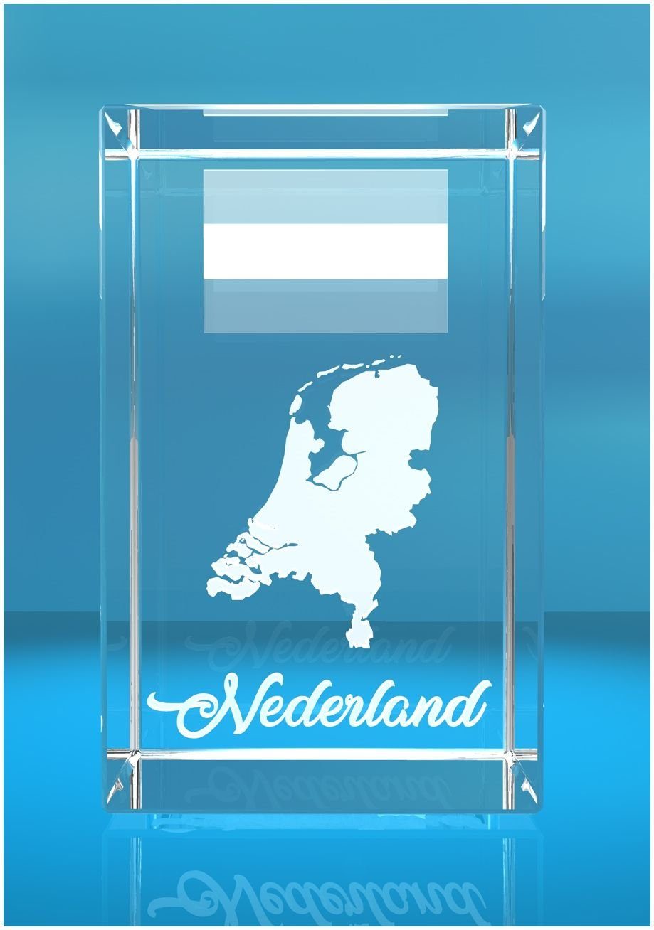 VIP-LASER Dekofigur 3D Glasquader I Niederlande, Hochwertige Geschenkbox, Made in Germany, Familienbetrieb