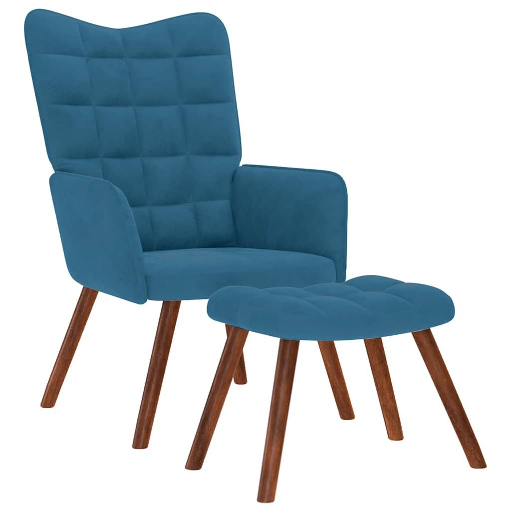 vidaXL Sessel Relaxsessel mit Hocker Blau Samt (1-St) günstig online kaufen
