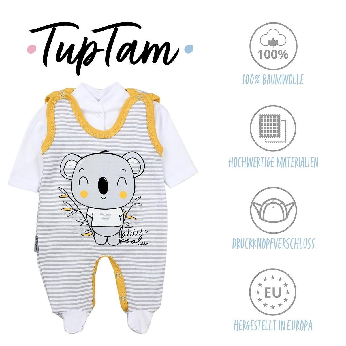 TupTam Strampler TupTam / Langarmshirt Baby Aufdruck Streifen mit Spruch Grau Koala Mädchen Strampler Gelb Jungen